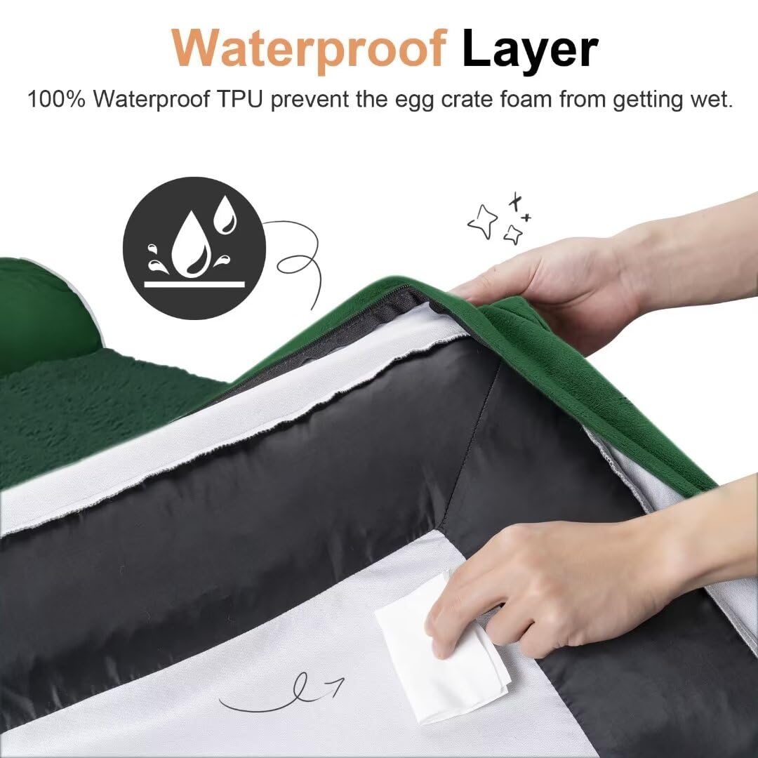 Large Dog Bed Orthopedic Washable: Beds Bolster Xl Bed Medium Large Dogs Egg Crate Foam Couch Sofa Waterproof With Removable Cover - Emerald