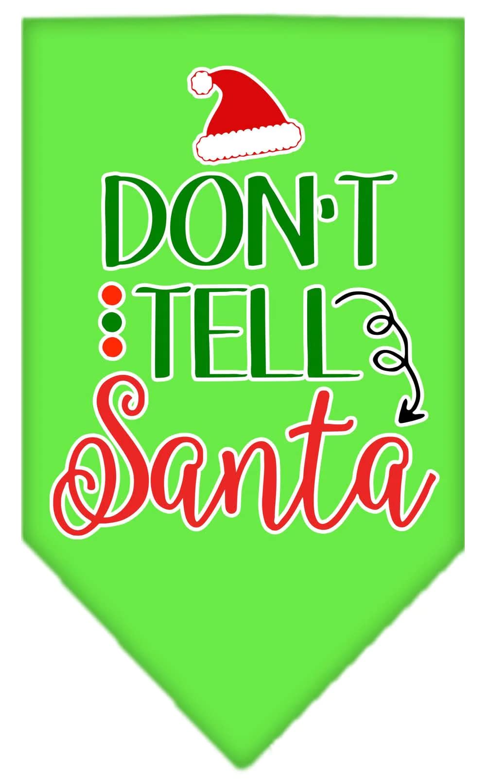 Christmas Pet and Dog Bandana Screen Printed, "Don't Tell Santa" Emerald Green Large