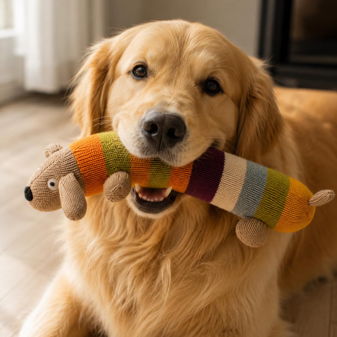 Pet Set Go Squeaky Plush Long Dog Toy  Durable Soft Chew Toy For Small, Medium & Large Dogs | Interactive Fetch & Bite Toy | Ge