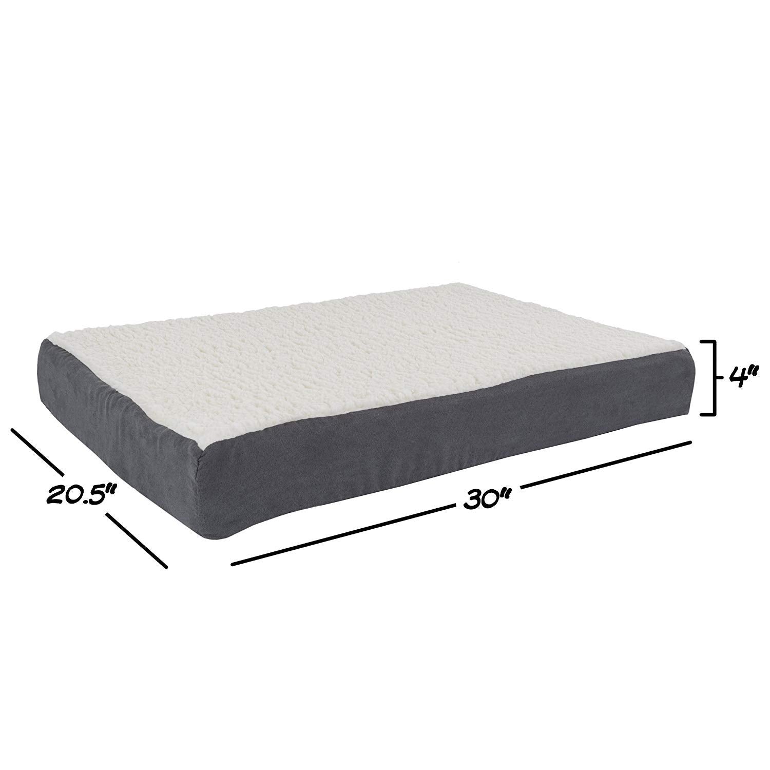 PETMAKER Orthopedic Dog Bed - 2-Layer 30x20.5-Inch Memory Foam Pet Mattress with Machine-Washable Sherpa Cover for Medium Dogs u
