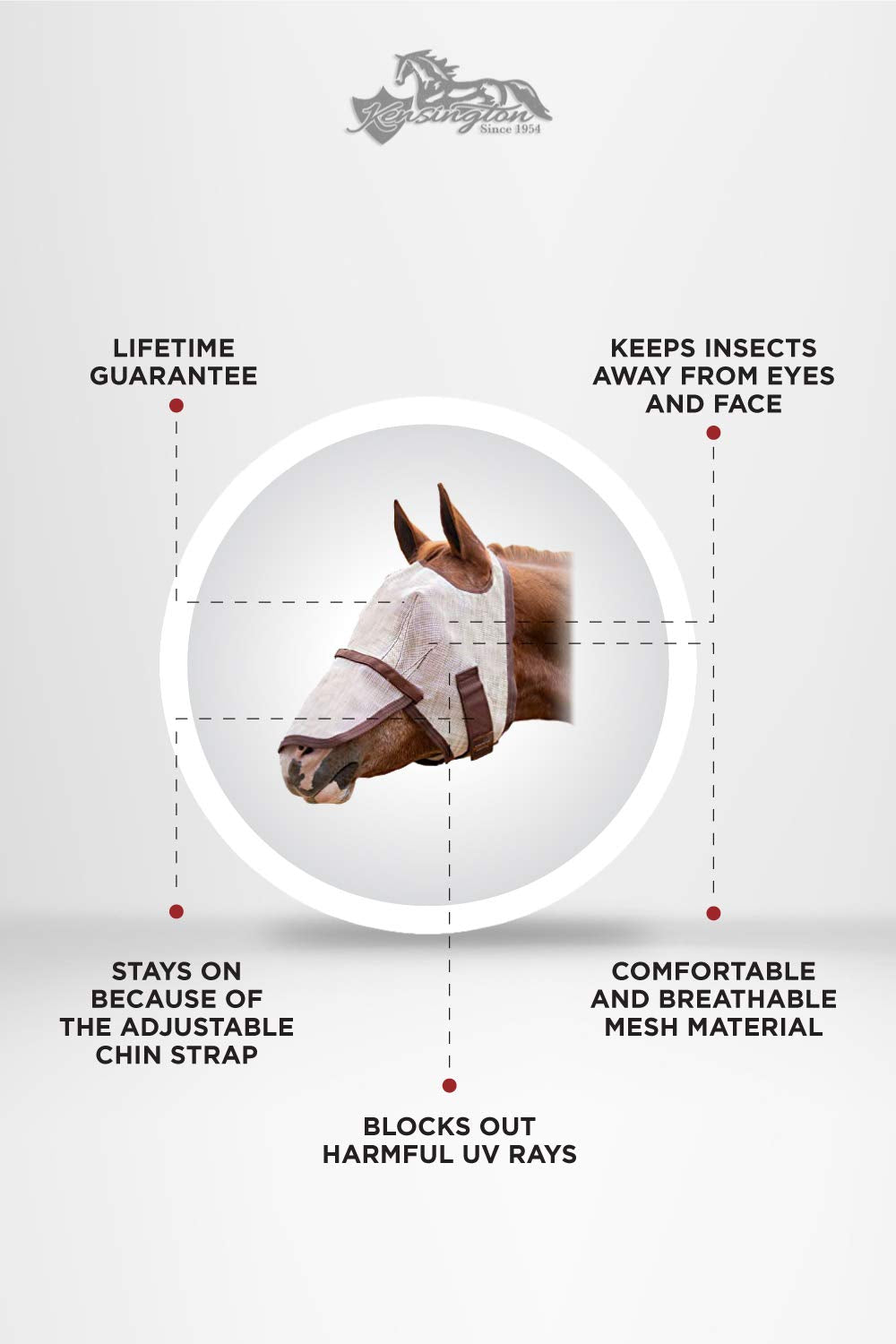 Kensington Signature Fly Mask w/Removable Nose (M-Small Horse, 500 - Desert Sand)