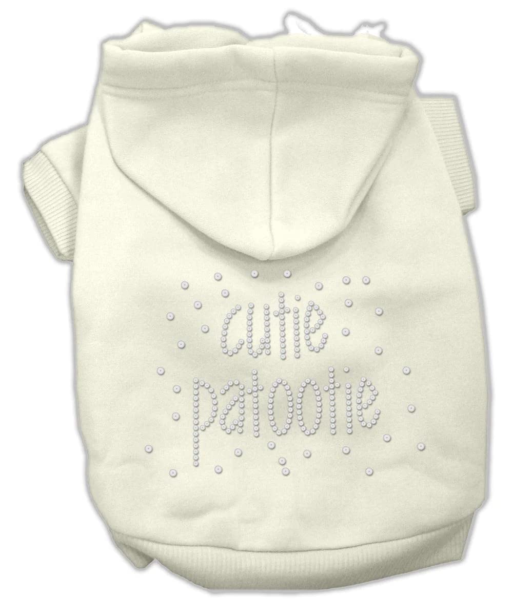 Mirage Pet Products 8-Inch Cutie Patootie Rhinestone Hoodies, X-Small, Cream