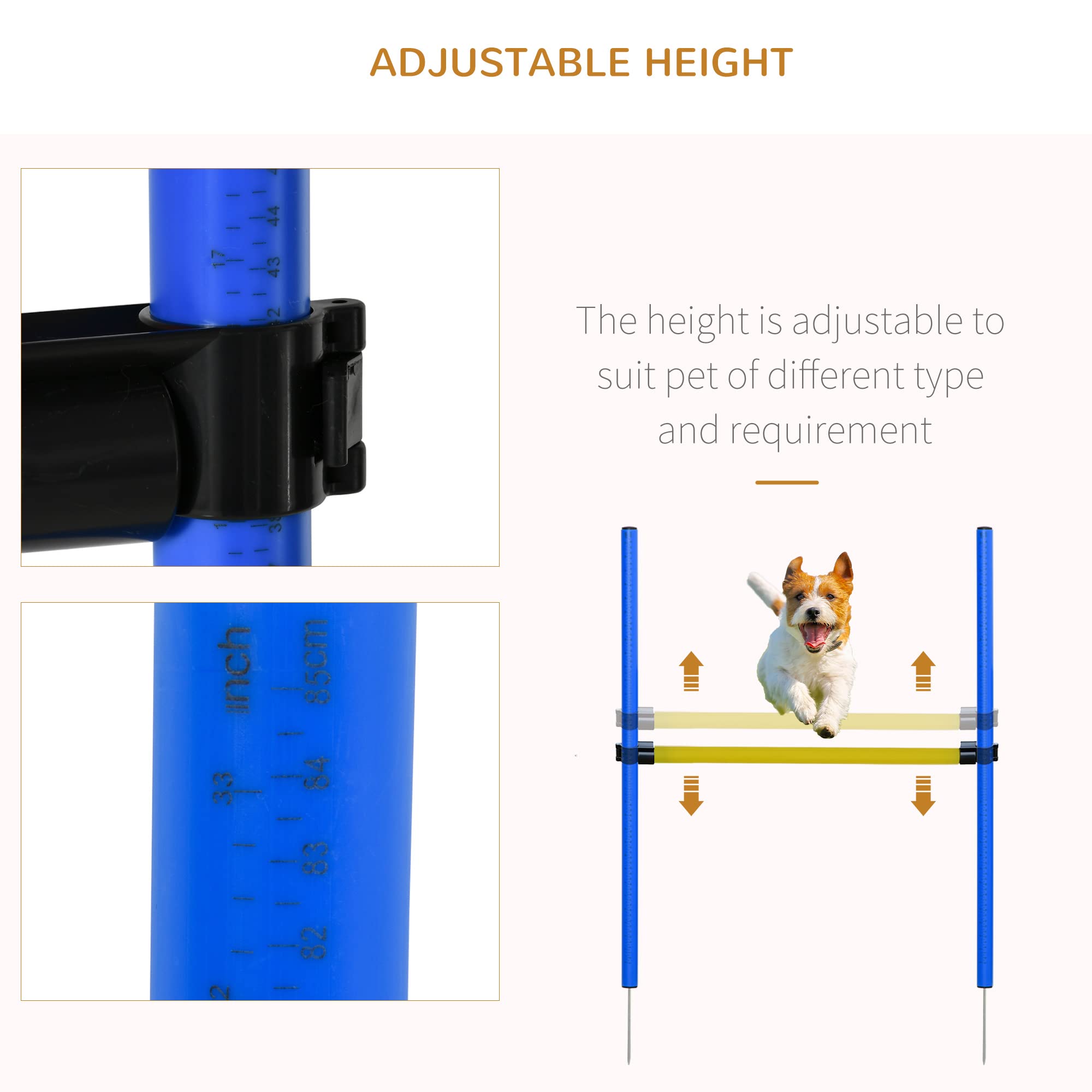 Pawhut 4Pc Obstacle Dog Agility Training Course Kit Backyard Competitive Equipment- Blue/Yellow