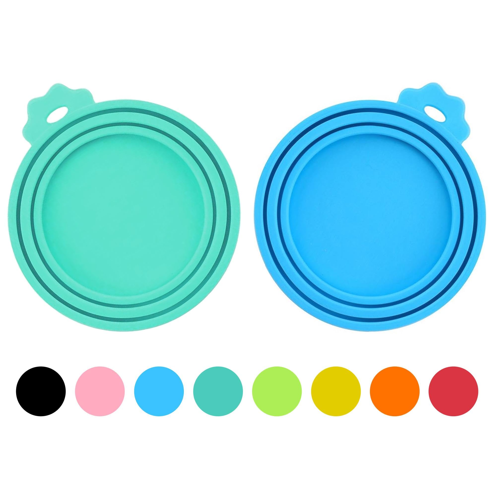 PWOD 2 Pack Silicone Pet Food Can Lids, BPA Free, Universal Fit, Blue/Teal