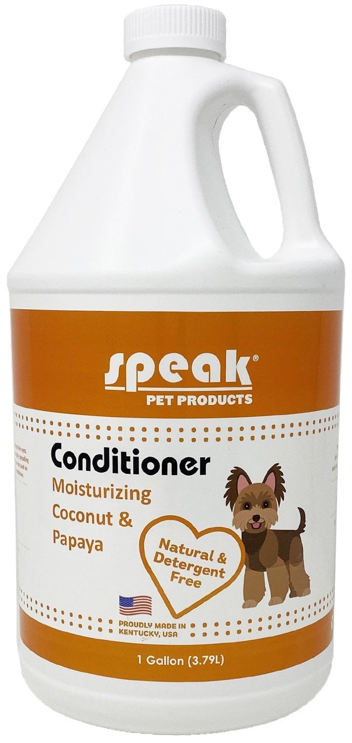 Speak Pet Products Dog Natural Leave-In Conditioning Spray Refill, Moisturizing Coconut Papaya, 1 Gallon