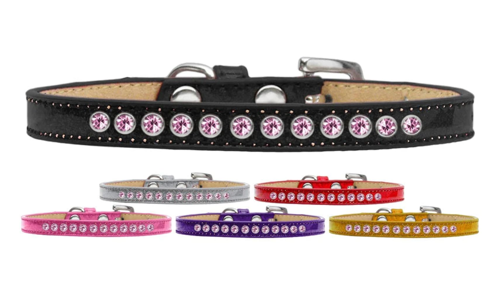 Dog, Puppy and Pet Ice Cream Collar, Pearl & Light Pink Crystal Rimsets Gold 8