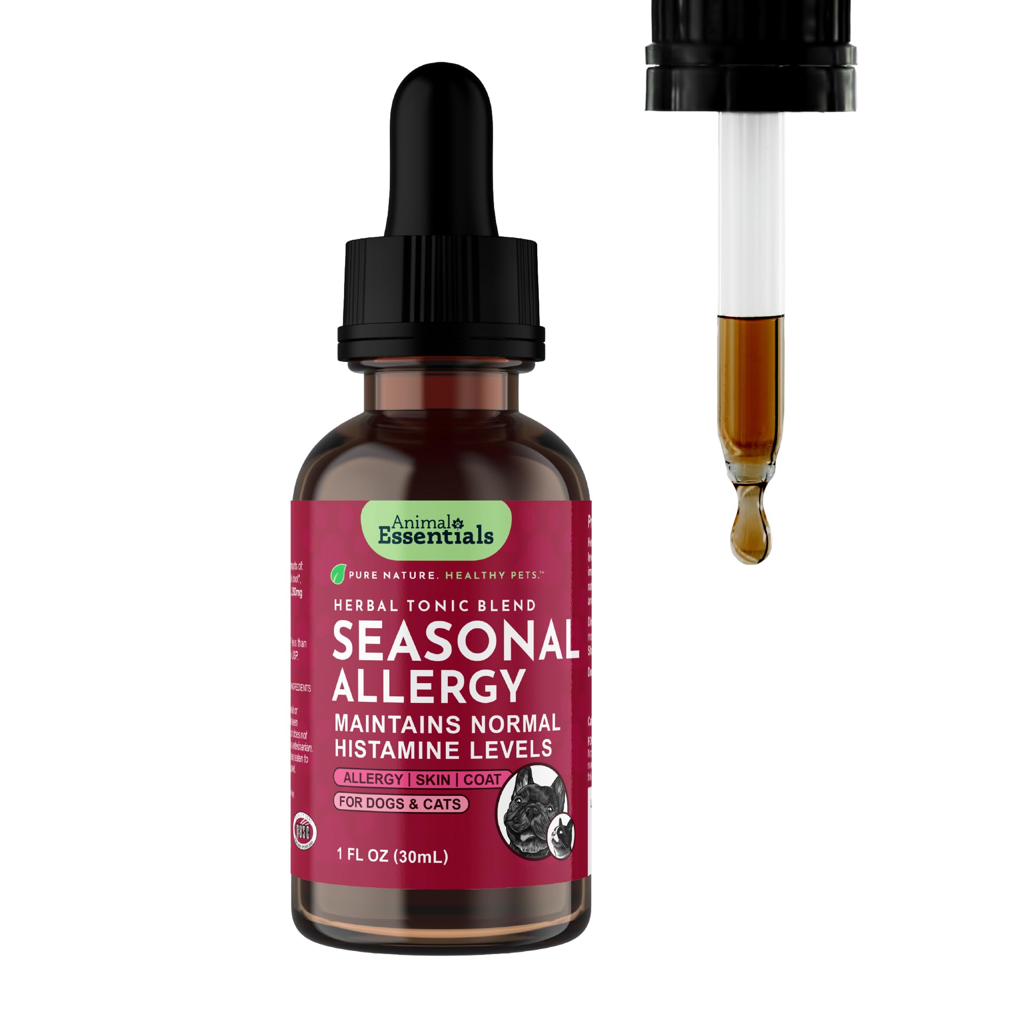 Animal Essentials Seasonal Allergy - Formulated with Nettle Leaf, Eyebright Herb, Licorice and Burdock Root, Herbal Formula for 