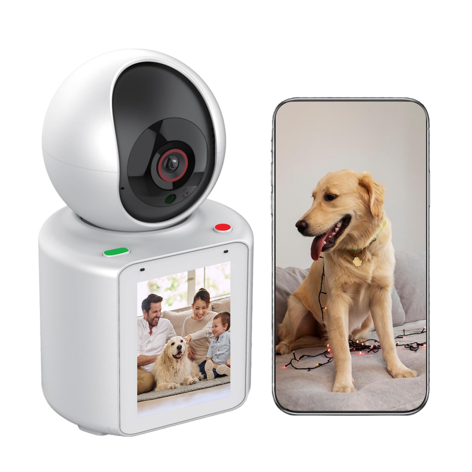 2 Way Video Calling Camera, Dog Camera with Phone App, 2.4G WiFi Only, 360 PTZ Pet Monitor Cam with Speaker, 2.8inch Display Doggy