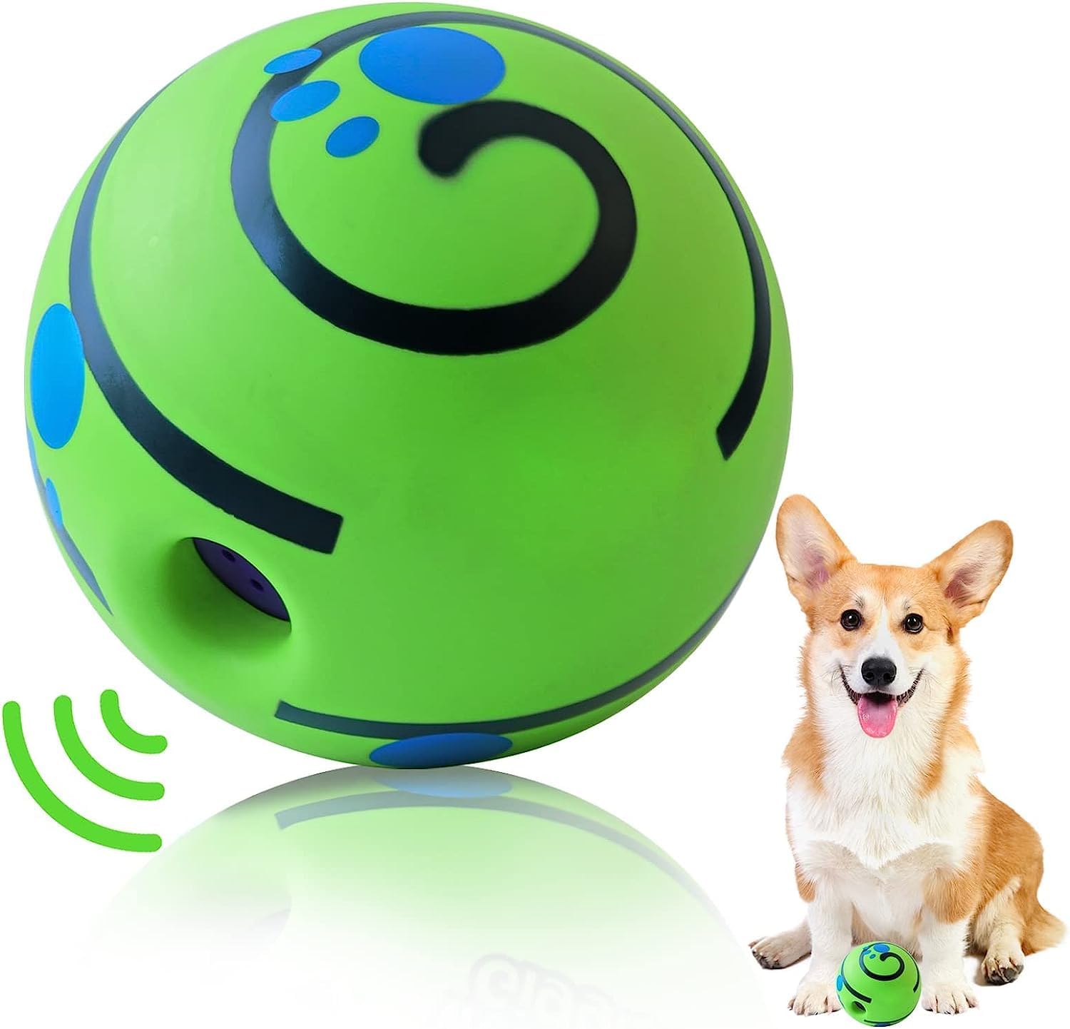 Kamini Enterprise Dog Toy, Fun Sounds Rolled Or Shaken Funny Sound Ball Laughing Ball For Medium Large Pet Dogs (Green/Medium)
