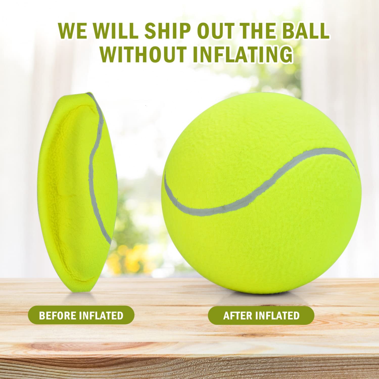 Pomeat 2 Pcs Gaint Tennis Ball For Dogs, 9.5'' Inflatable Large Tennis Balls Pet Chew Toy, Inflatable Rubber Non-Toxic Pet Toy B