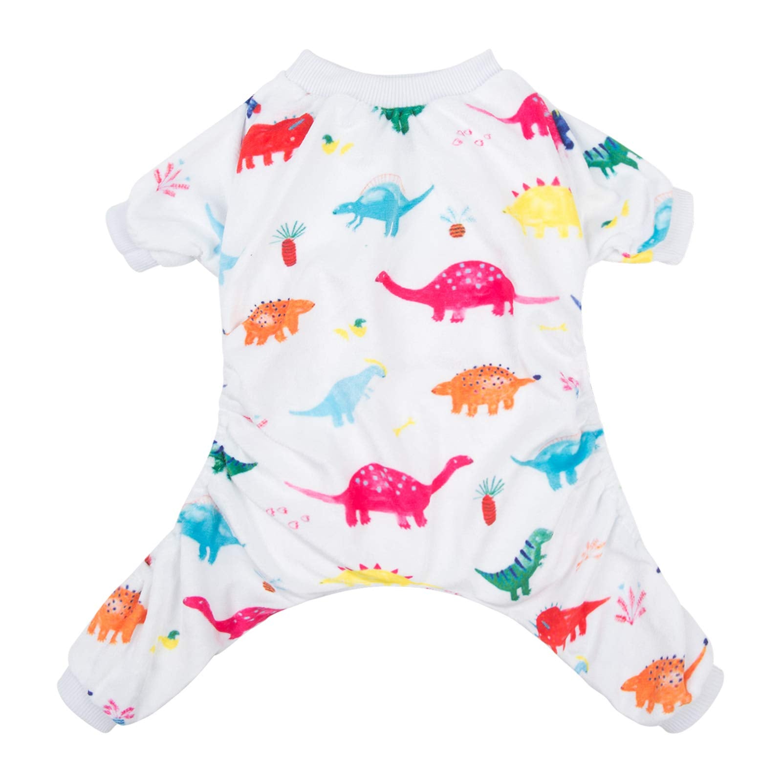 Cutebone Dinosaur Dog Pajamas Adorable Puppy Clothes Jumpsuit Pjs Pet Apparel Soft Fleece Cat Coat, Small P01S