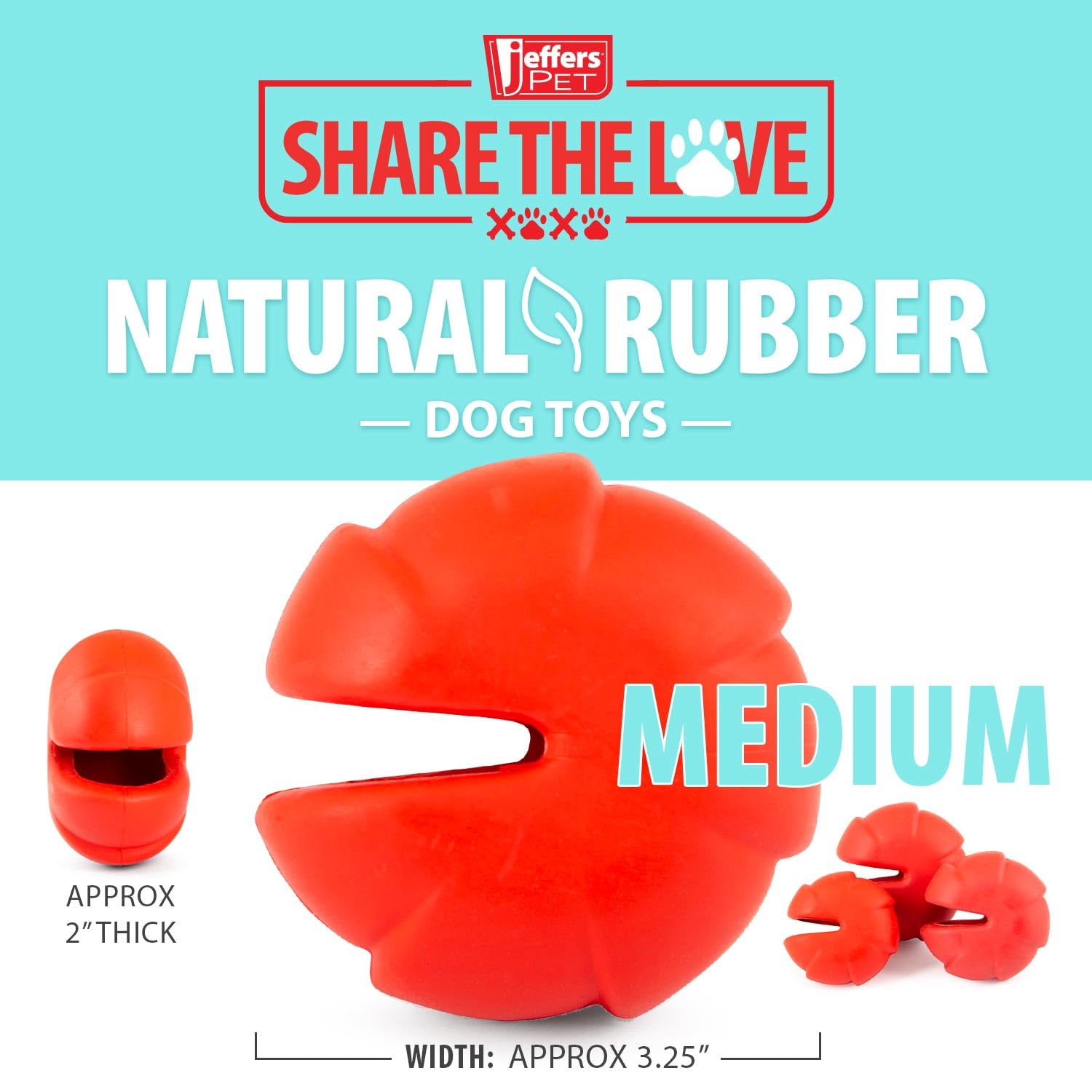 Jeffers Pet Natural Rubber Dog Chew Toy - Red Millipede, Medium - Treat Dispensing, Vanilla Scent, Durable, Non-Toxic, Dishwashe