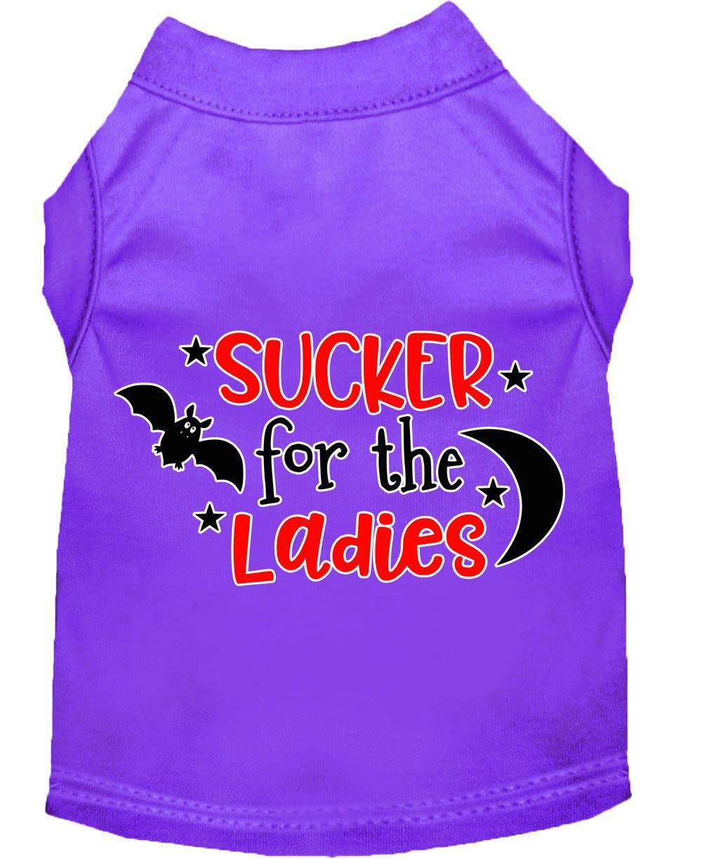 Pet Dog & Cat Shirt Screen Printed, "Sucker For The Ladies" Purple 2XL (20-25 lbs.)
