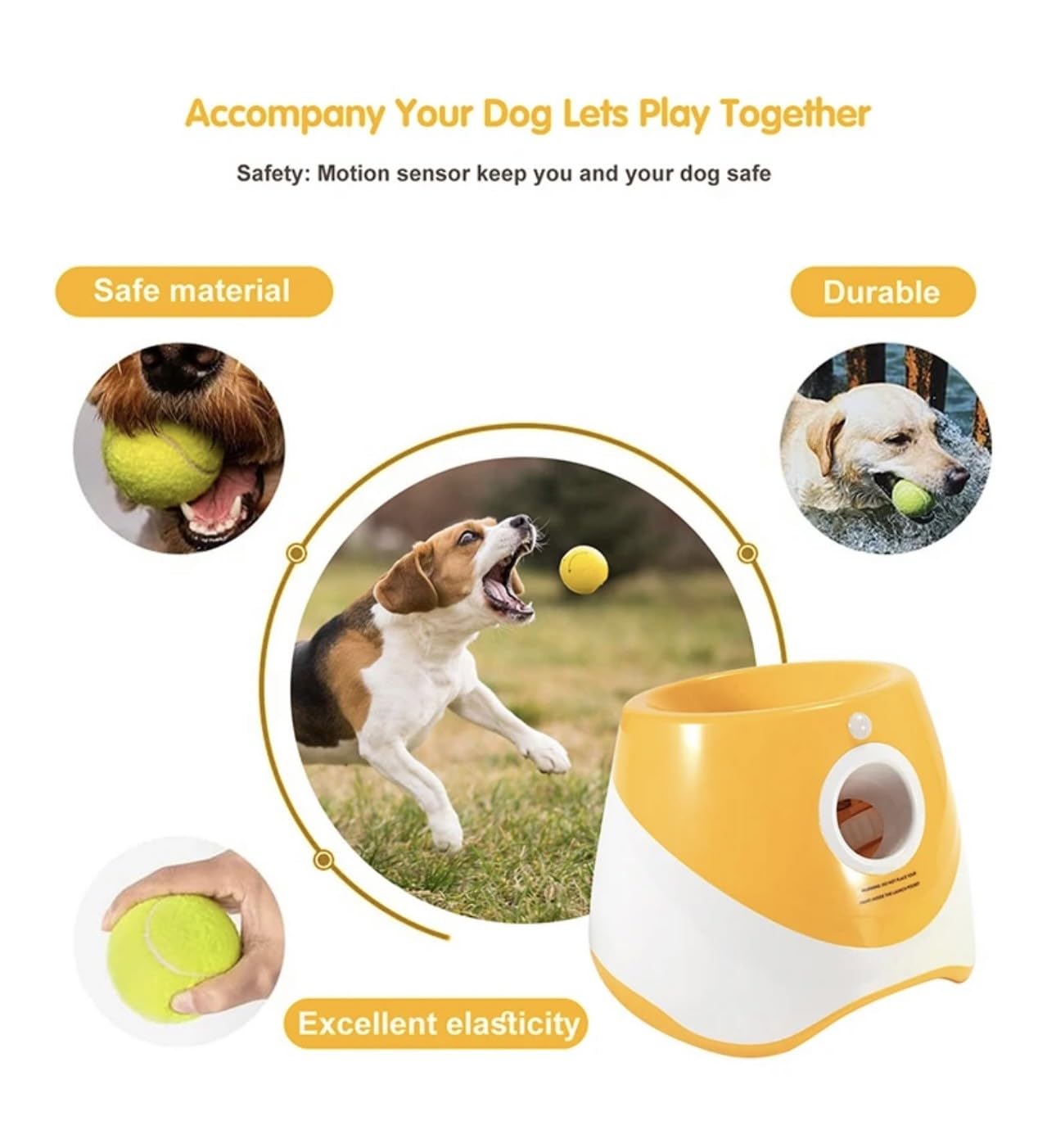 Generic Automatic Dog Ball Launcher, Interactive Indoor & Outdoor Dog Toy, Ball Thrower Machine With 3 Tennis Balls For Small Do