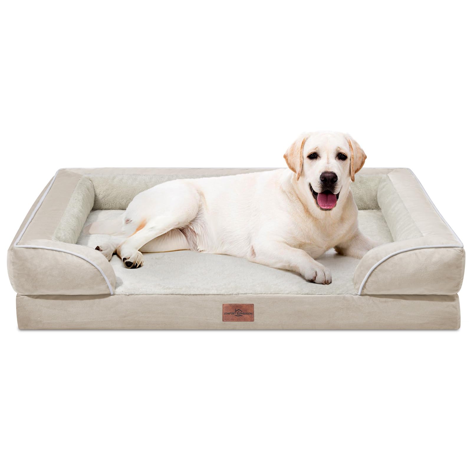 Comfort Expression Orthopedic Dog Bed For Jumbo Breed Large Dogs, Jumbo Dog Bed Waterproof, Pv Washable Dog Sofa Bed With Removable Cover & Non-Slip Bottom(Jumbo,Light Green)