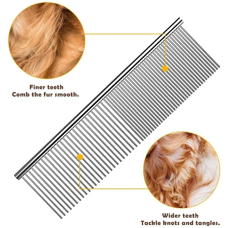 Dog Combs For Grooming, Metal Cat Comb For Removing Tangles And Knots, Professional Grooming Tool For Long Haired Dog, Cat And O