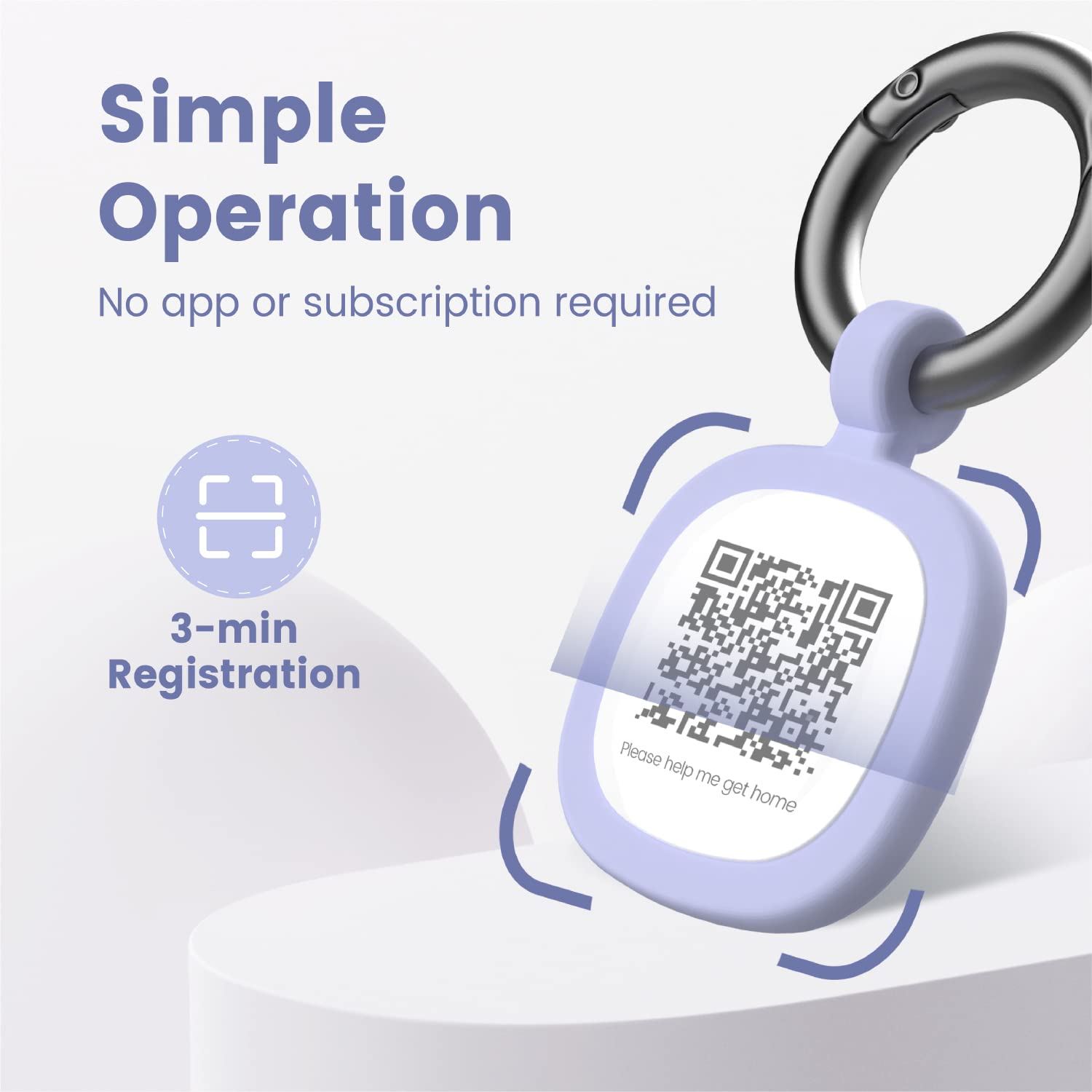 Pawaii QR Code Pet ID Tag - Silicone Emergency Contact Tag, Purple