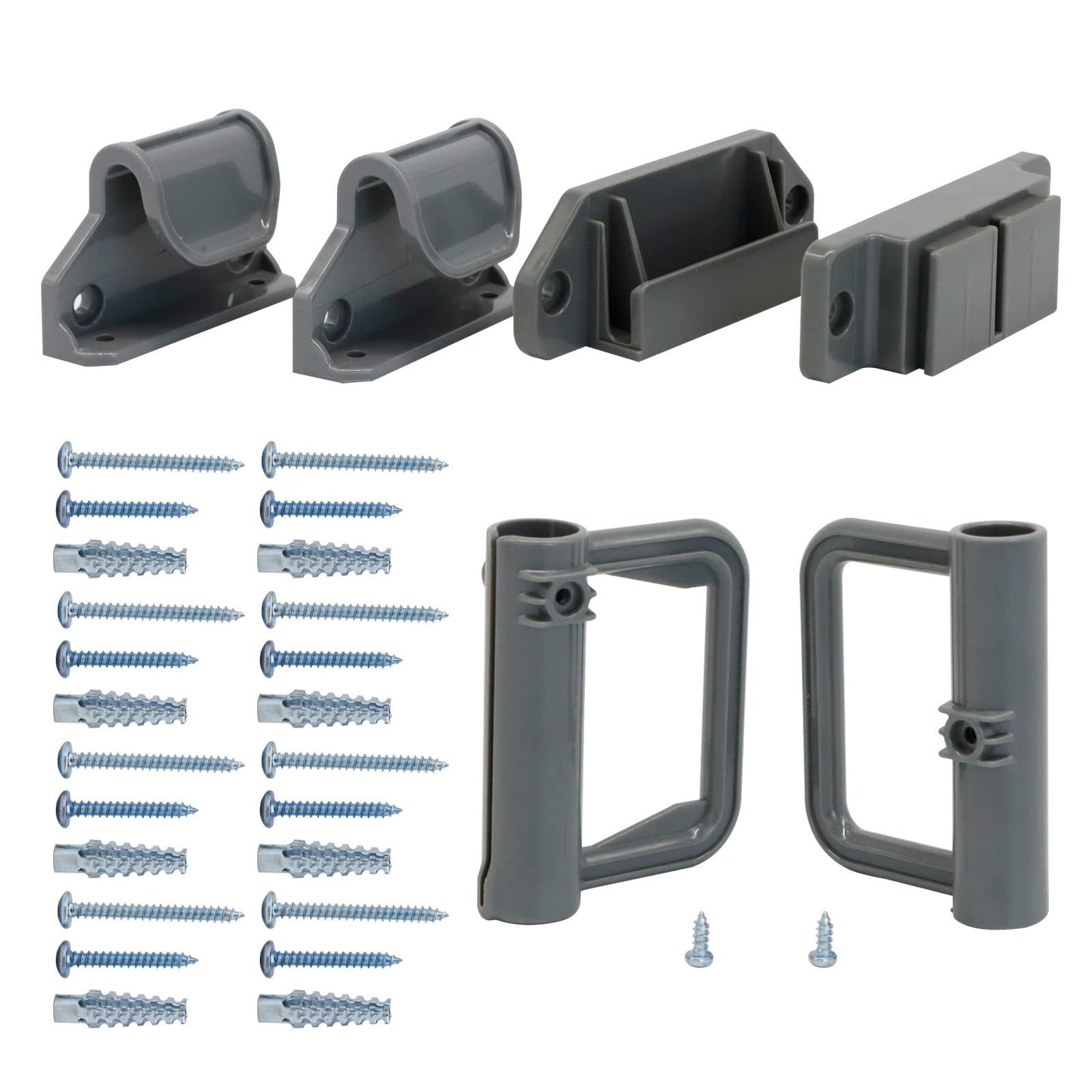 WOMHOM Retractable Baby & Dog Gate Accessories (Grey) - Full Set Mounting Kit with Brackets, Latches, Screws - Replacement Parts