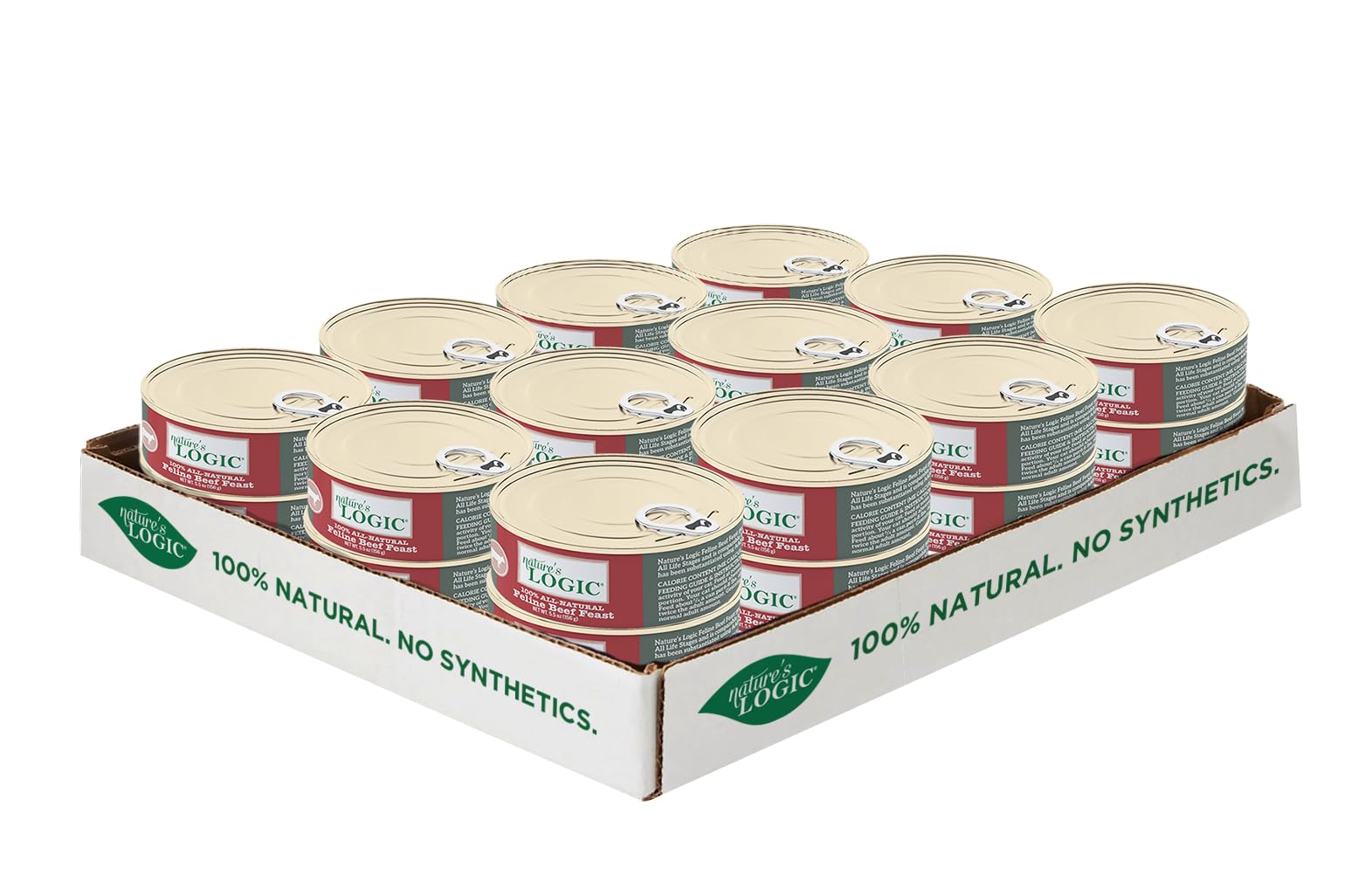 Natures Logic Wet Can Cat Food - Feline Beef Feast 95% Animal Ingredients - No Synthetic Vitamins, Minerals or Artificial Addit