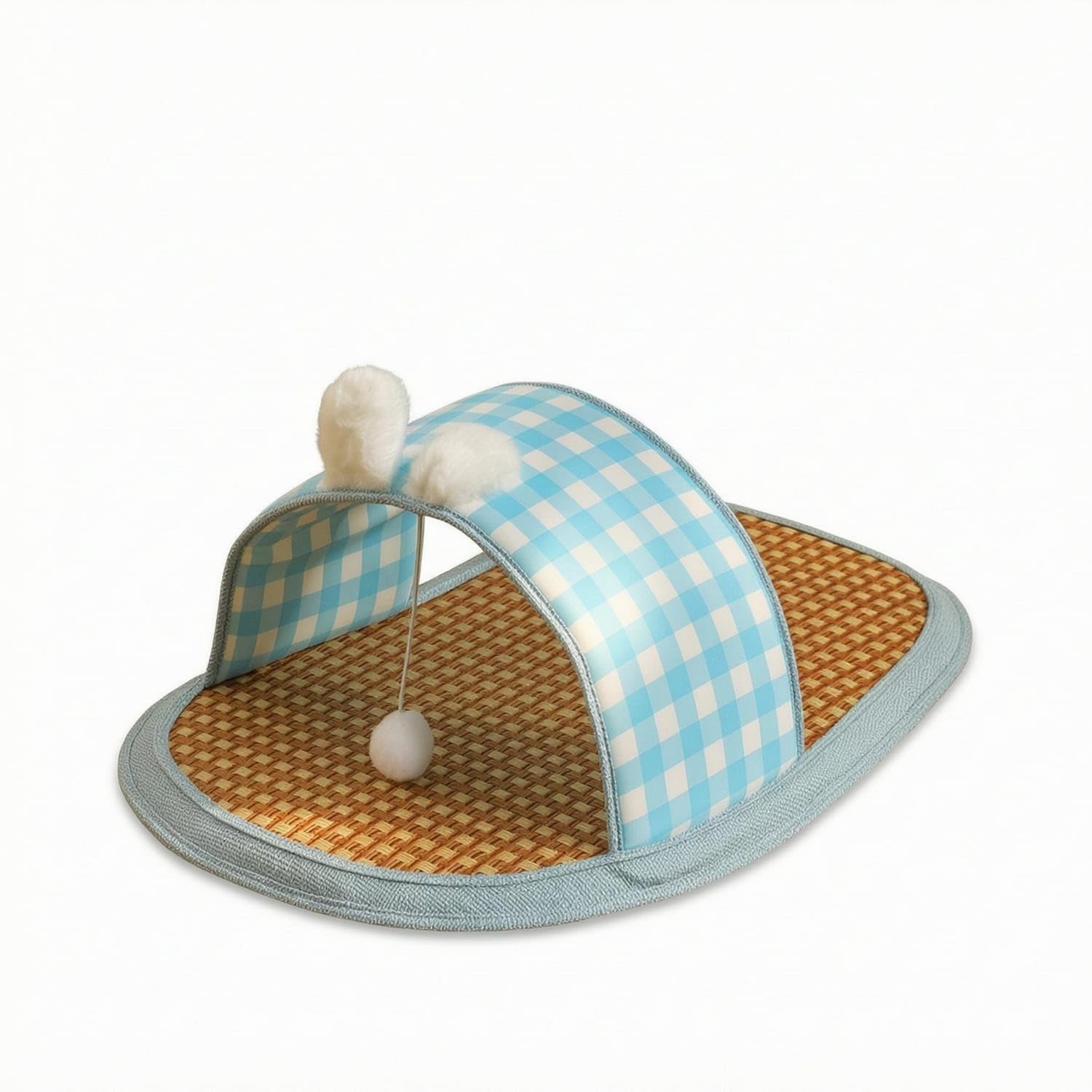 Breathable Pet Bed Canopy Mat Woven Pet Cooling Mat StrawLike, Blue, S