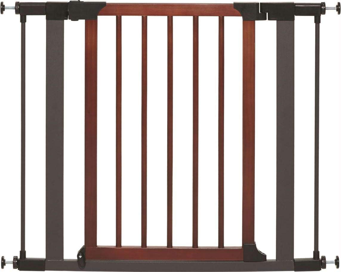 MidWest Homes for Pets 29 Inches Tall Walk-Though Wood Decorative Steel Pet Gate, Pressure Mounted Dog Gate Measures 29H x 29.5-