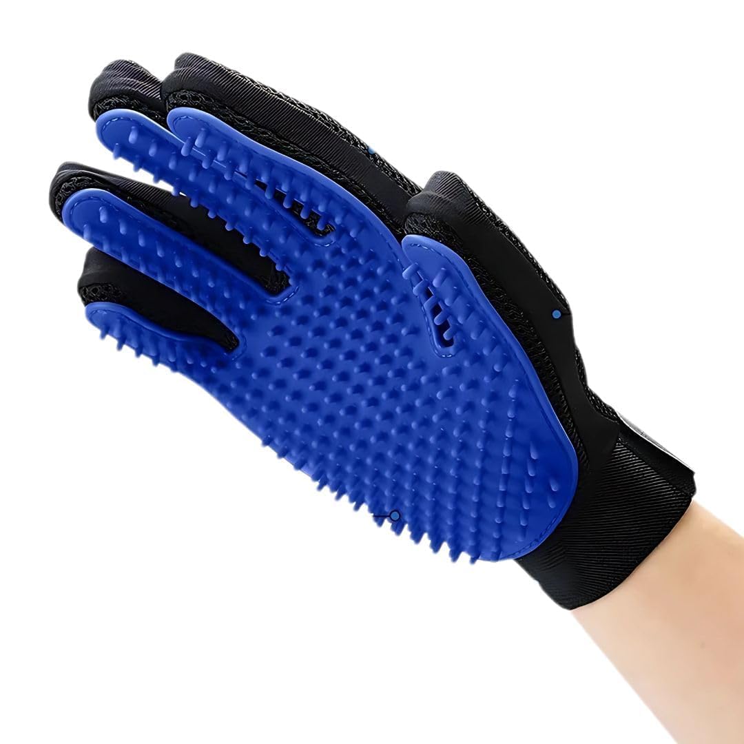 Pet Fun Pet Hair Remover Grooming Gloves For Bathing, Massaging, Clean Soft Silicone Adjustable Straps Perfect For Removing Long