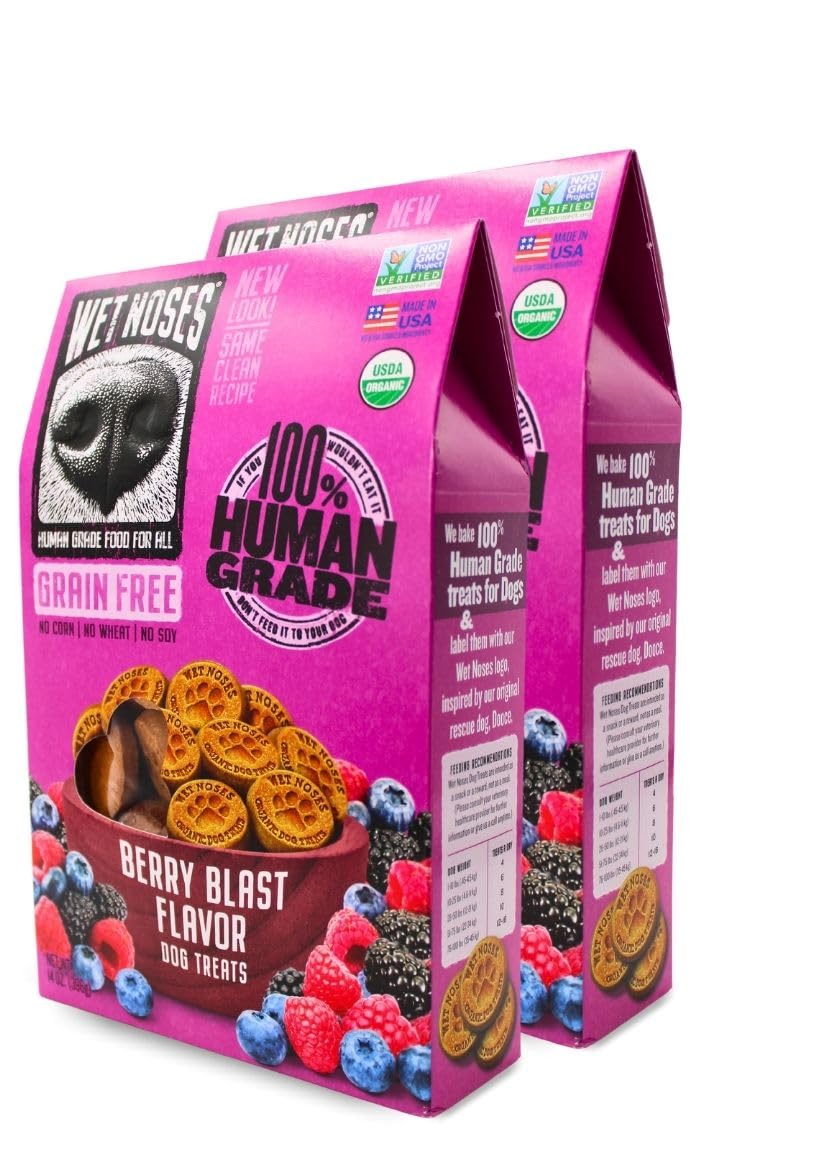 Wet Noses Organic Crunchy Dog Treats - for All Pet Sizes, Breeds - All-Natural Puppy Treat, Senior Dog Snack - 100% Human-Grade 