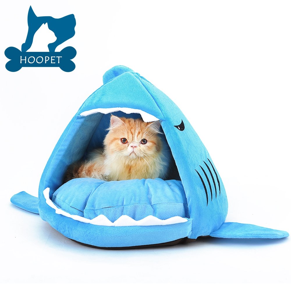 Elisanliving Shark Dog Cat Small Animal Pet Canopy Teepee Tent House Bed (Blue Shark)