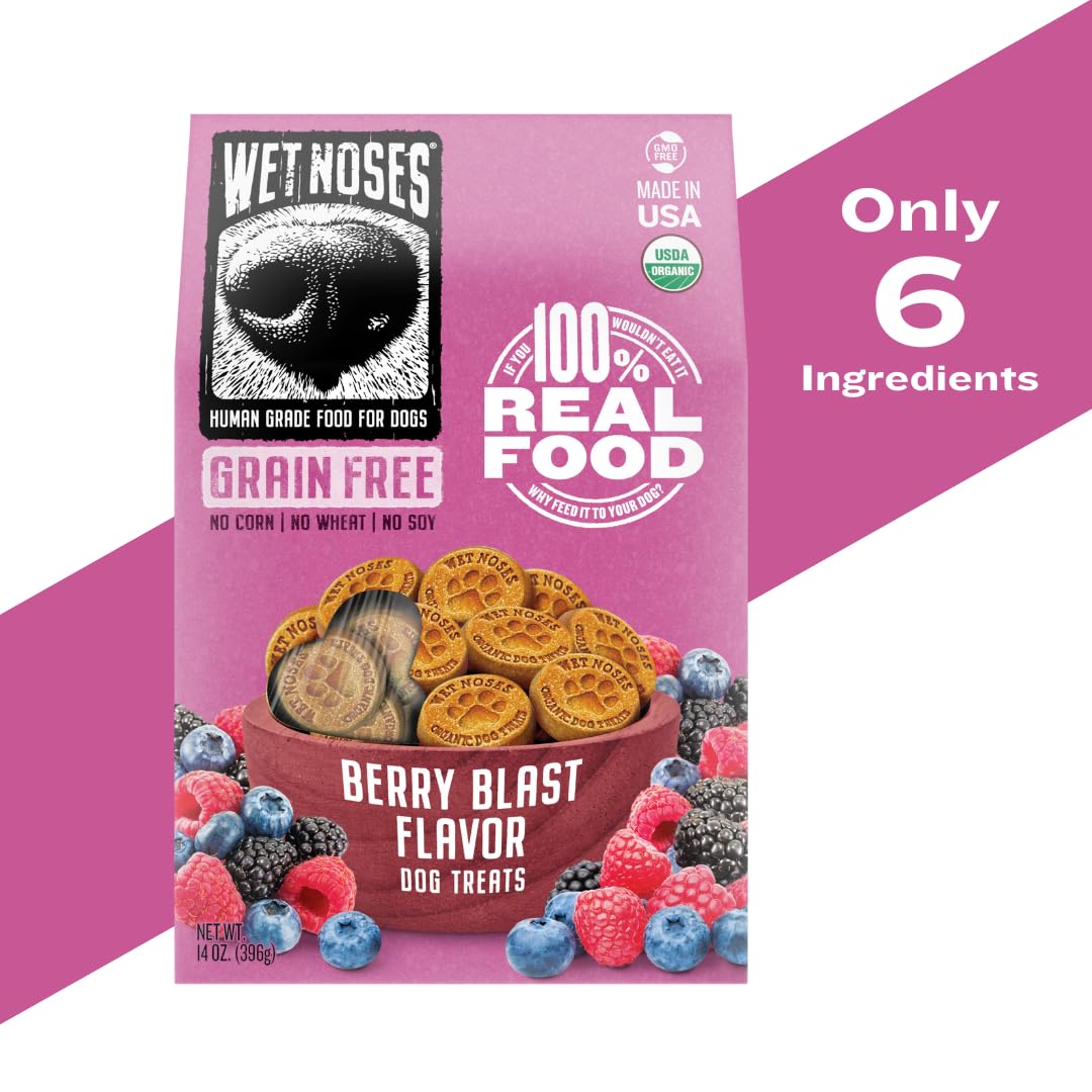 Wet Noses Organic Crunchy Dog Treats - for All Pet Sizes, Breeds - All-Natural Puppy Treat, Senior Dog Snack - 100% Human-Grade