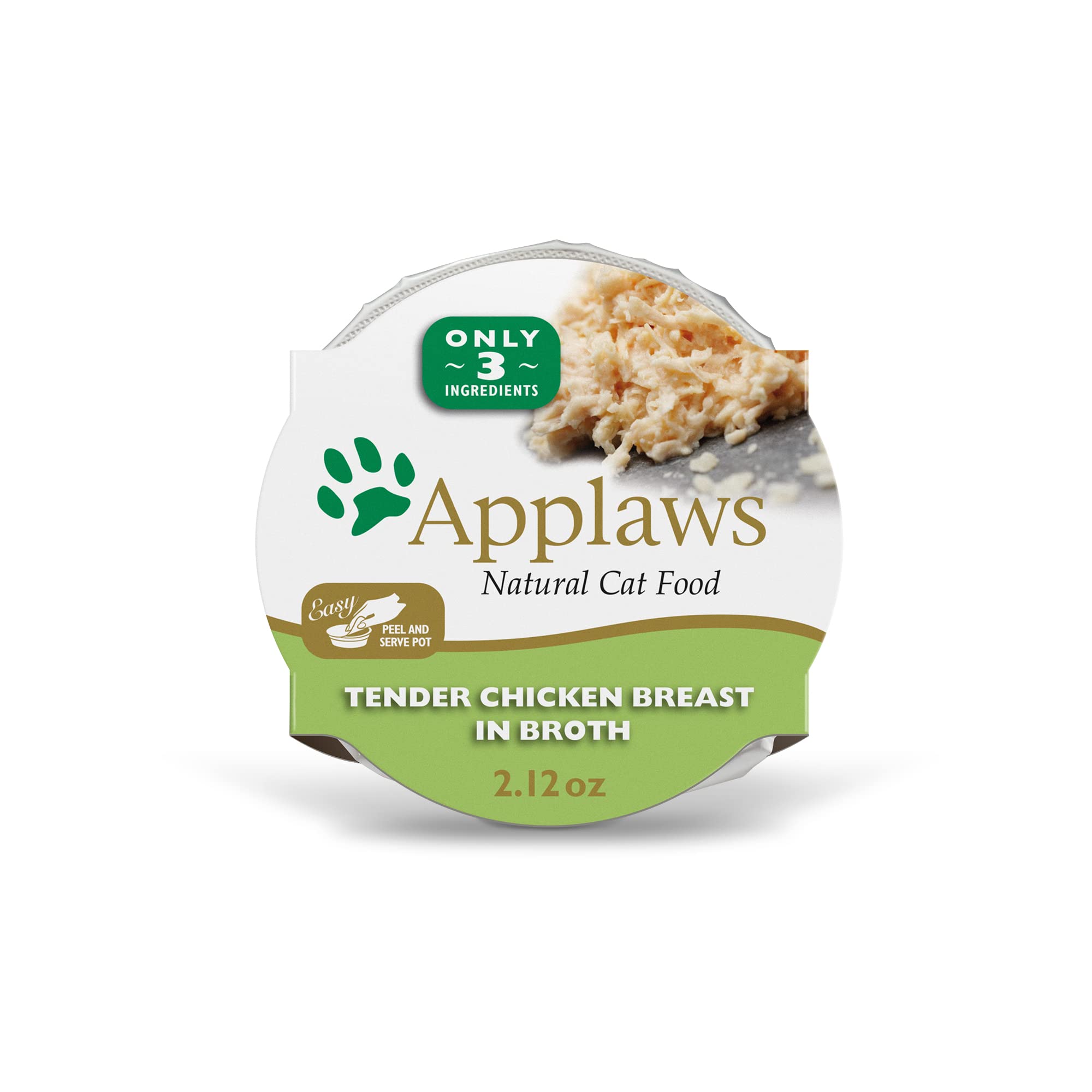 Applaws Natural Wet Cat Food, 18 Pack, Limited Ingredient Food for Cats, Chicken Breast in Broth, 2.12oz Pots