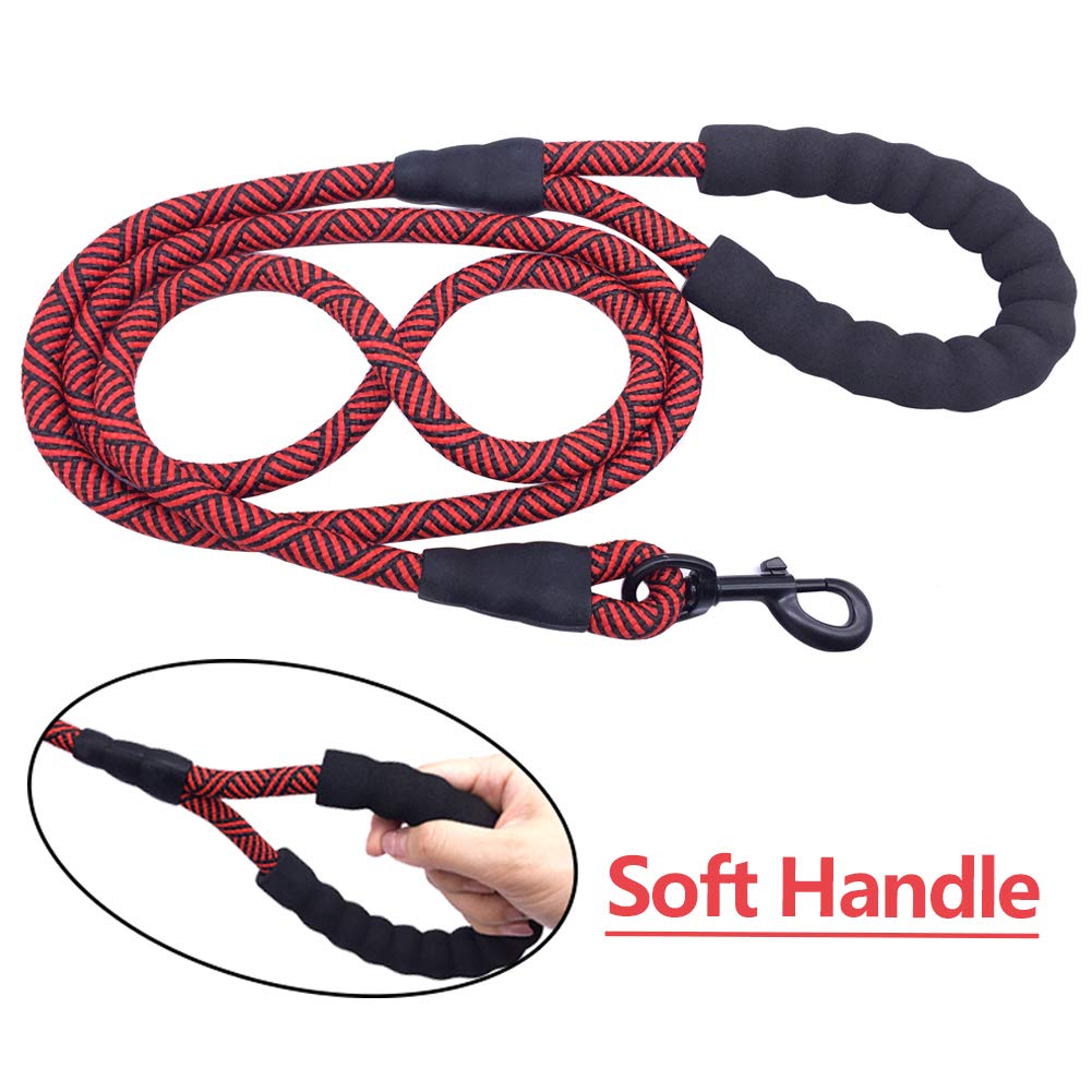Maypaw Heavy Duty Rope Dog Leash, 3/4/5/6/8/10/12/15 Ft Nylon Pet Leash, Soft Padded Handle Thick Lead Leash For Large Medium Do
