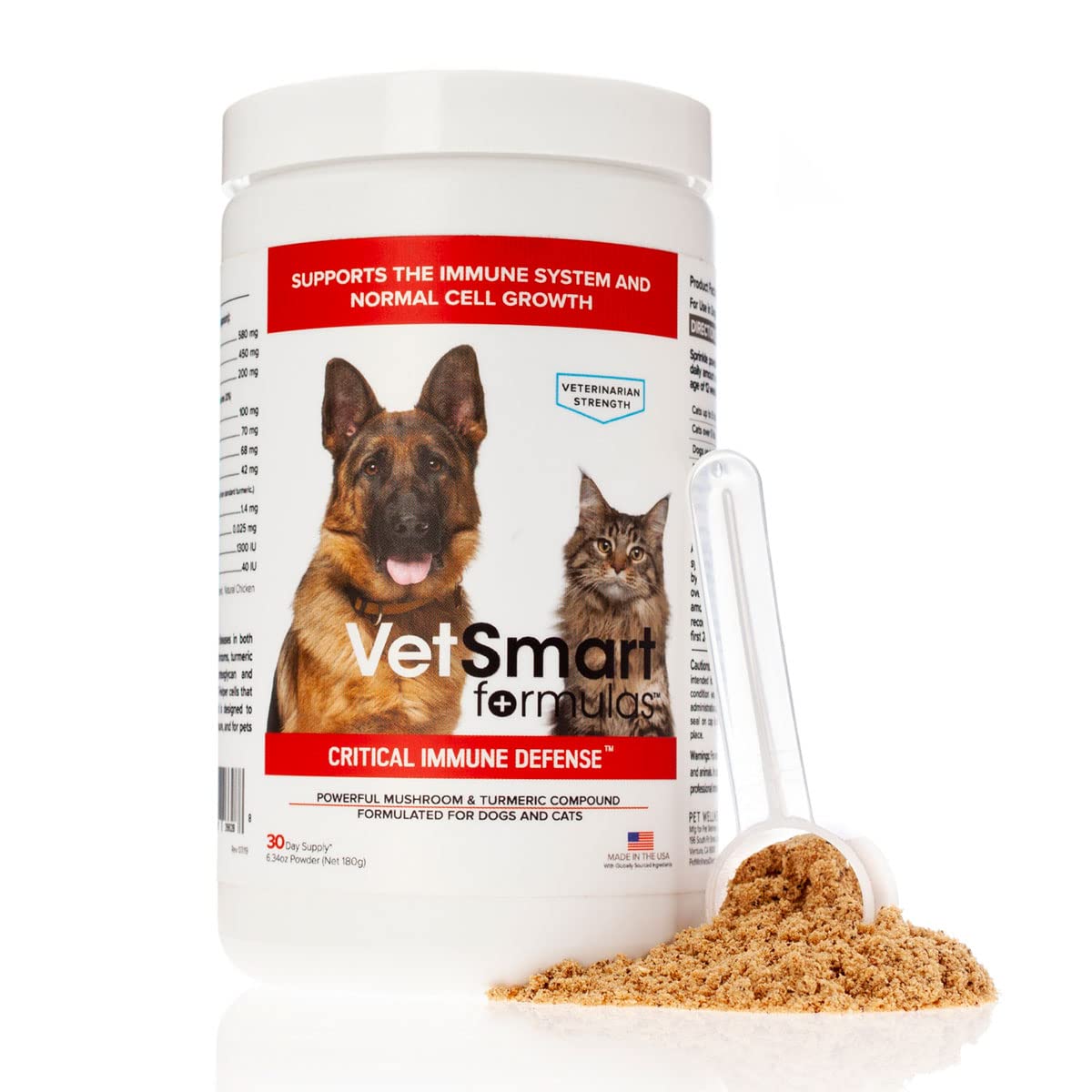 VetSmart Formulas Turkey Tail Mushroom for Dogs Immune Support with Reishi, Shiitake, Maitake Mushroom and Patented White Turmer