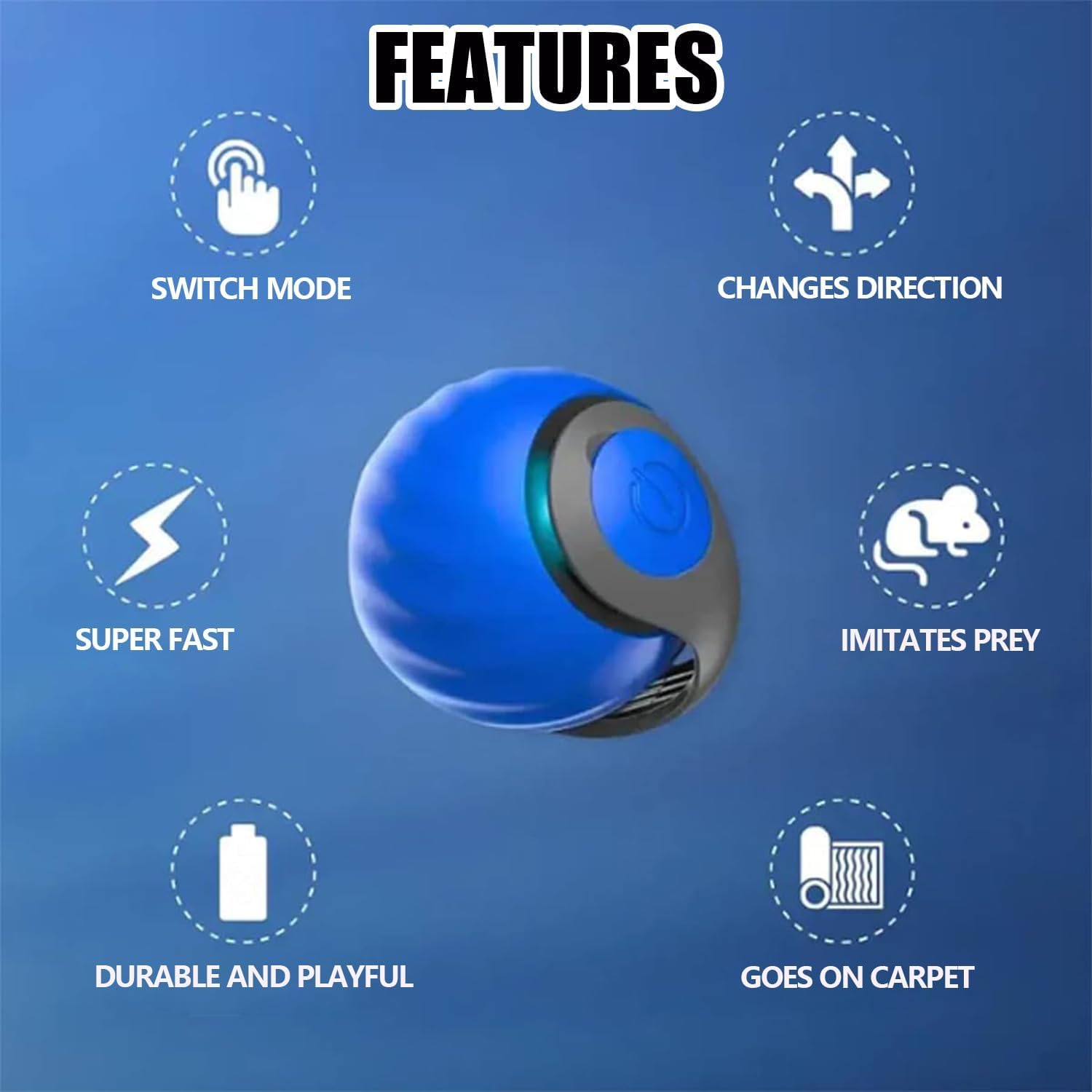 Generic 2Pcs Speedy Tail 2.0, Interactive Cat Toy Ball, Two Speed Adjustment (Orange + Blue)