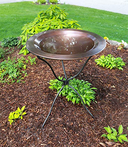 Achla 24-in Round Classic Copper Birdbath Bowl, Brass - Durable Brass Material, Model CBB-01