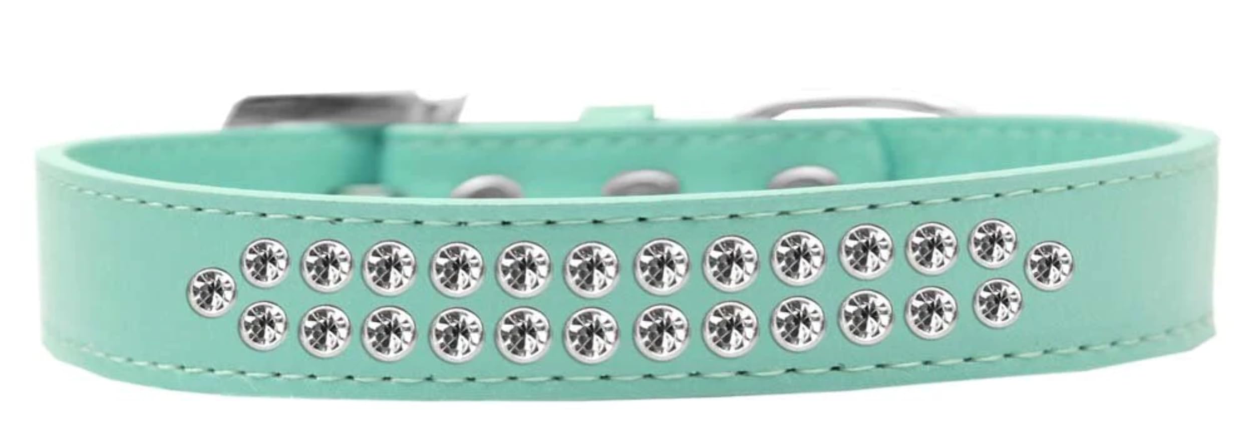 Dog, Puppy & Pet Fashion Collar, Two Row Clear Crystal Rimsets Lavender 14