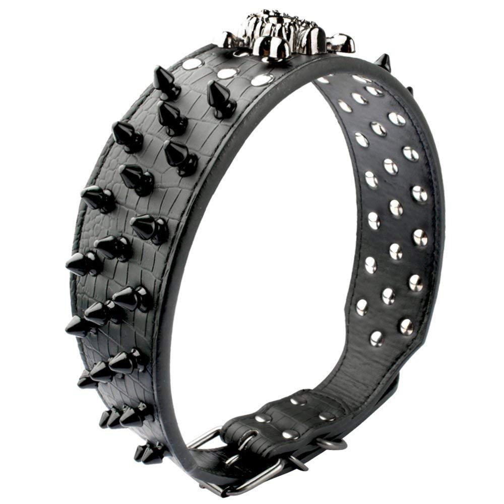 Serijoars Spiked Studded Dog Collar, Pu Leather Dog Collar, Adjustable Pet Collars For Medium Or Large Breed Pet (Xl, Red2)