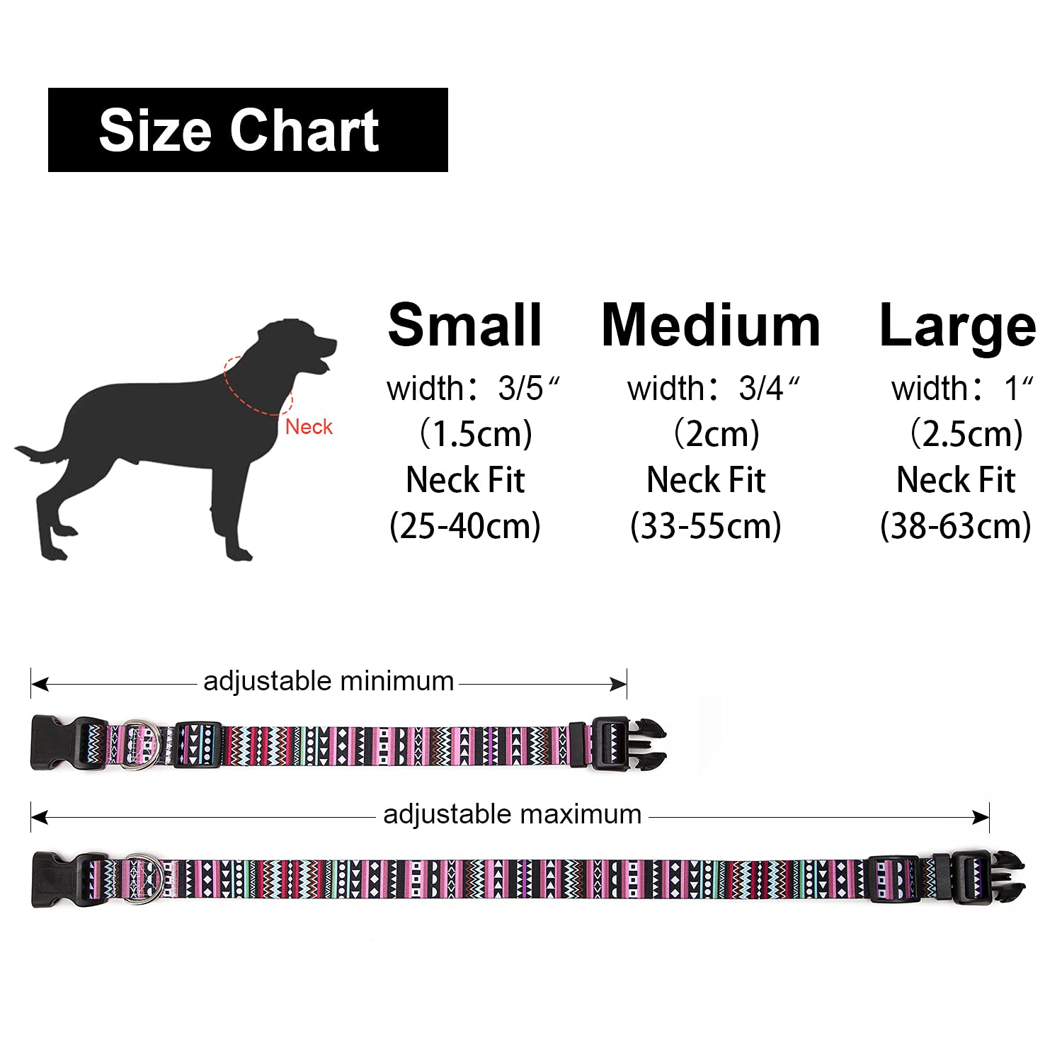 Suredoo Adjustable Dog Collar With Patterns, Ultra Comfy Soft Nylon Breathable Pet Collar For Small Medium Large Dogs (S, Bohemi