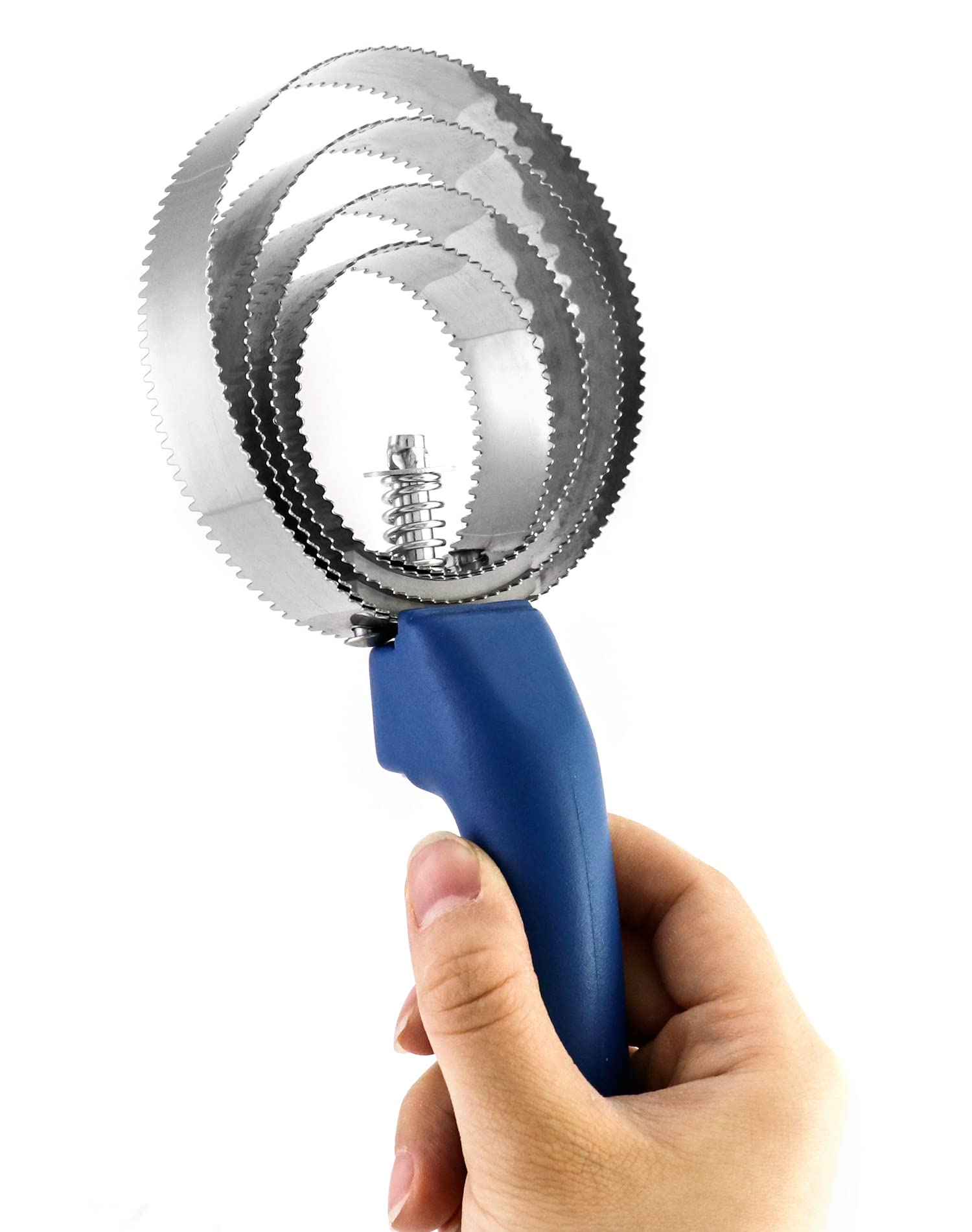 Qwork Reversible Stainless Steel Curry Comb With Soft Touch Grip, 4 Pack 4 Rings Double Sided Curry Combs