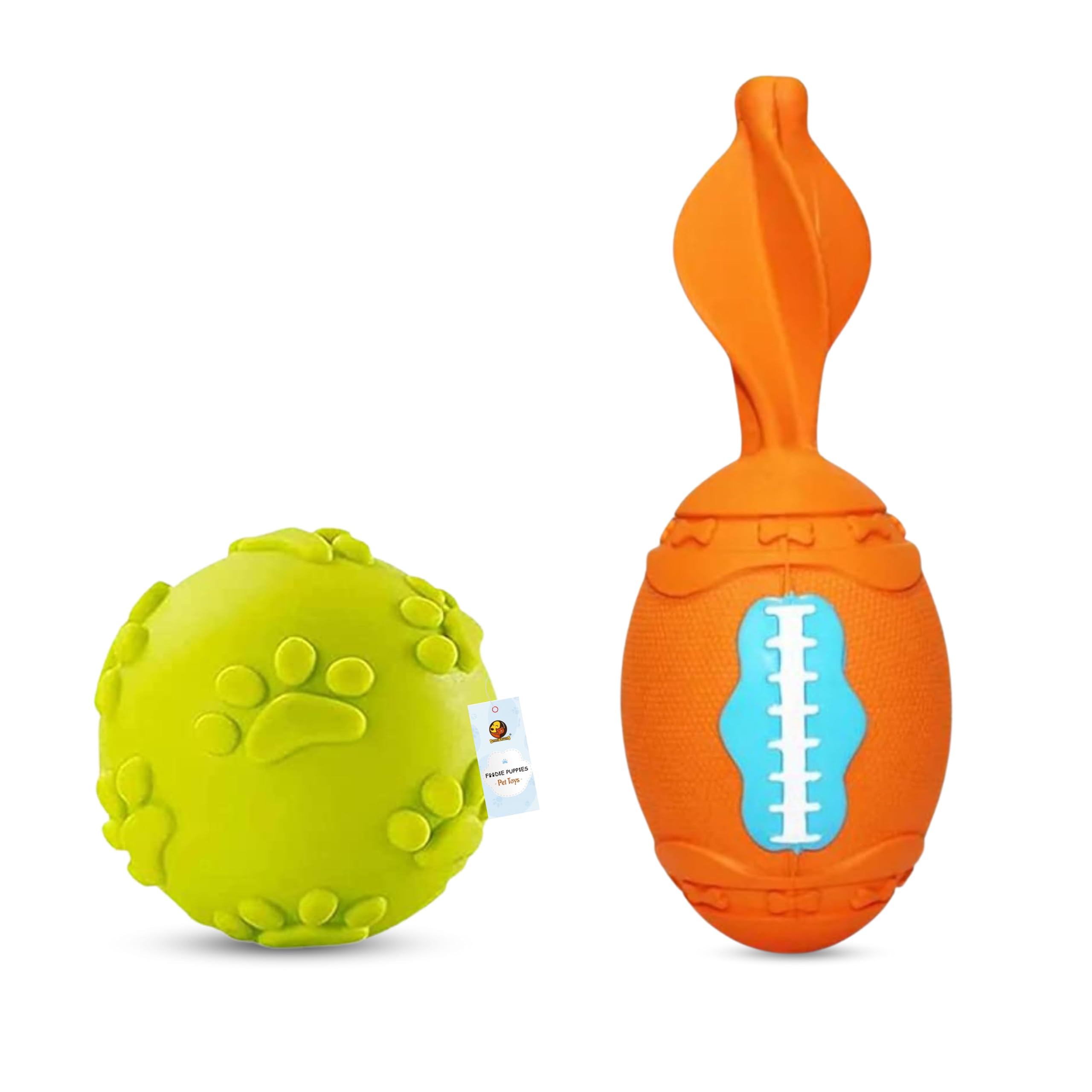 Foodie Puppies Latex Dog Squeaky and Chew Toy Combo of 2 (Squeaky Claw Ball  S & Skittle Squeaky Toy) | Embossed Design for Tee