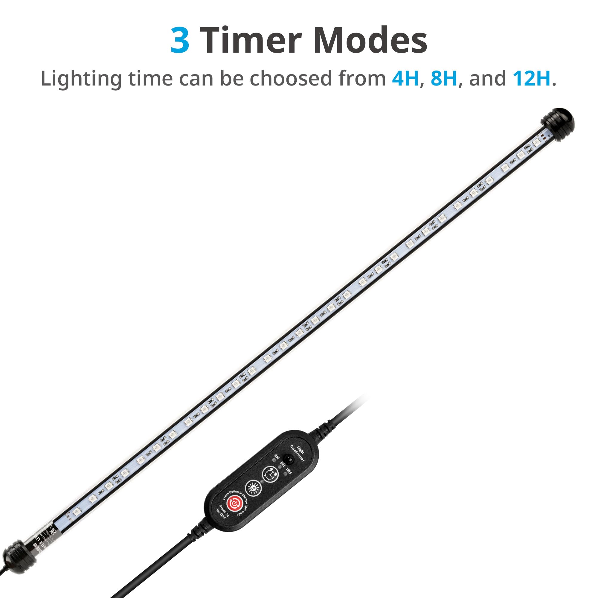 Nicrew Submersible Rgb Aquarium Light, Underwater Fish Tank Light With Timer, Multicolor Led Light With Remote Controller, 23 Inches