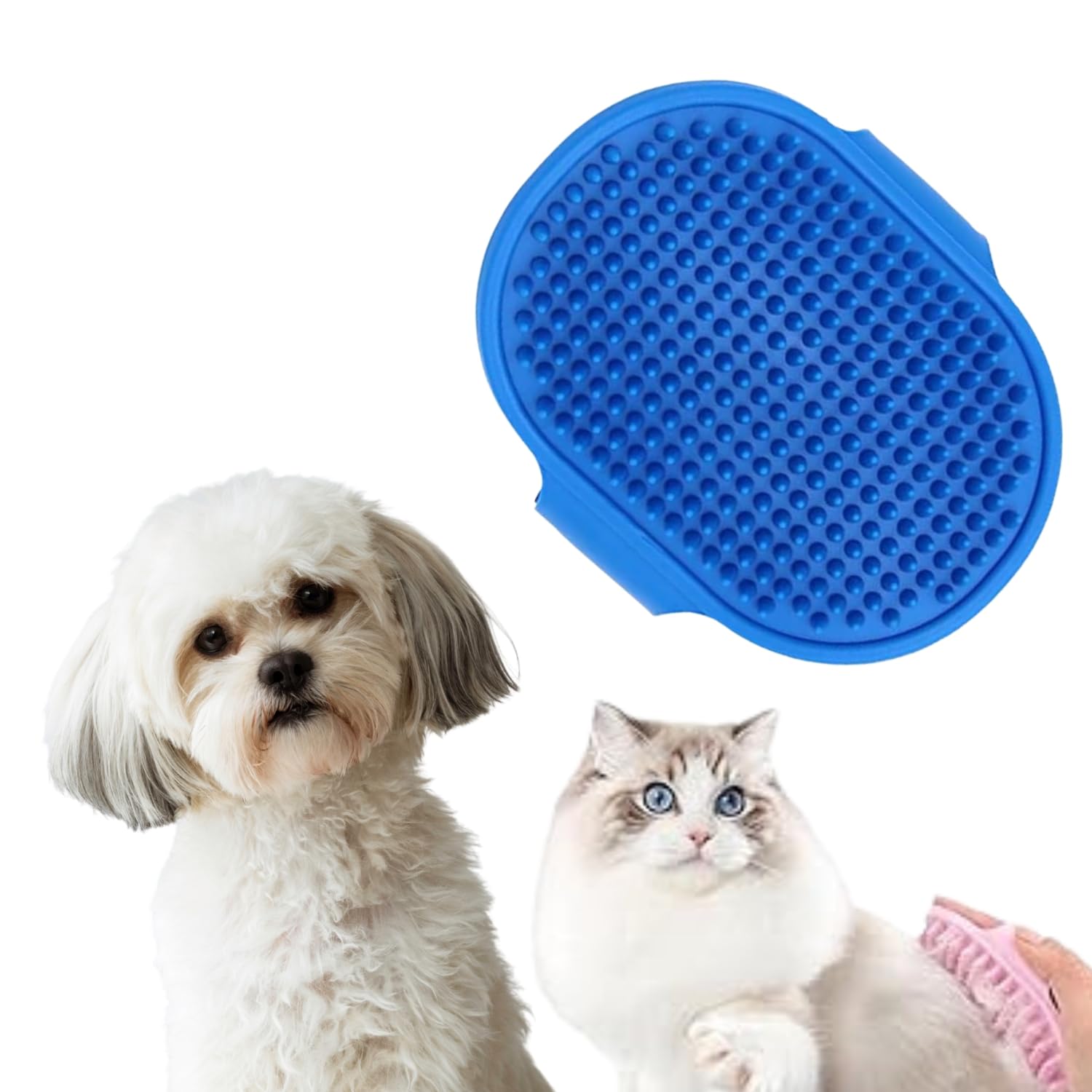 Wiggleboo Soft Rubber Palm Pet Grooming Bathing Comb Brush  Flexible Curved Design Deshedding & Massaging Comb For Dogs & Cats 
