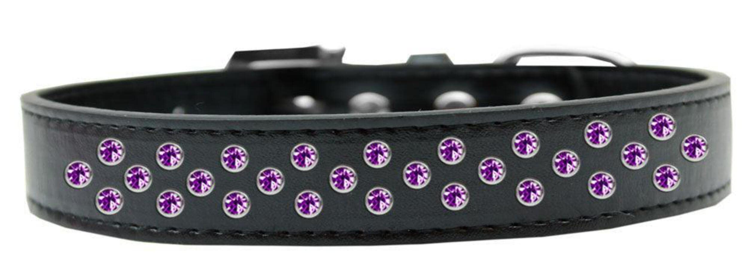 Mirage Pet Products Sprinkles Dog Collar with Purple Crystals, Size 14, Aqua