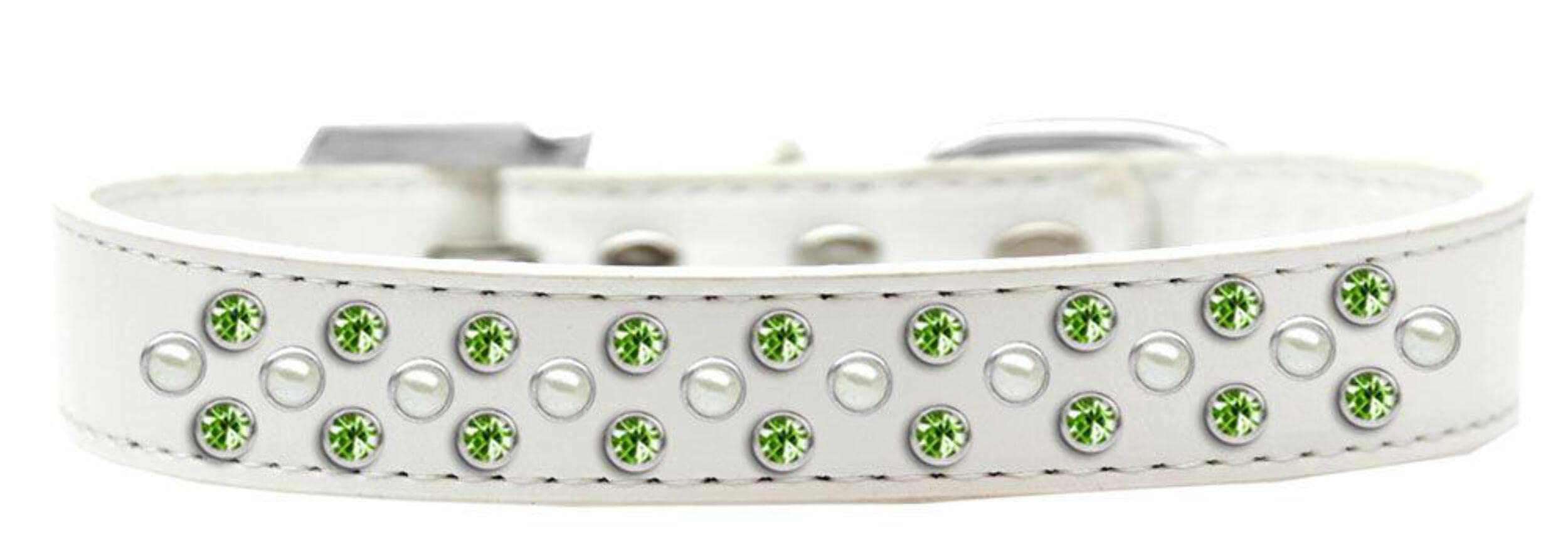 Mirage Pet Products Sprinkles Dog Collar with Pearl and Lime Green Crystals, Size 20, Lavender