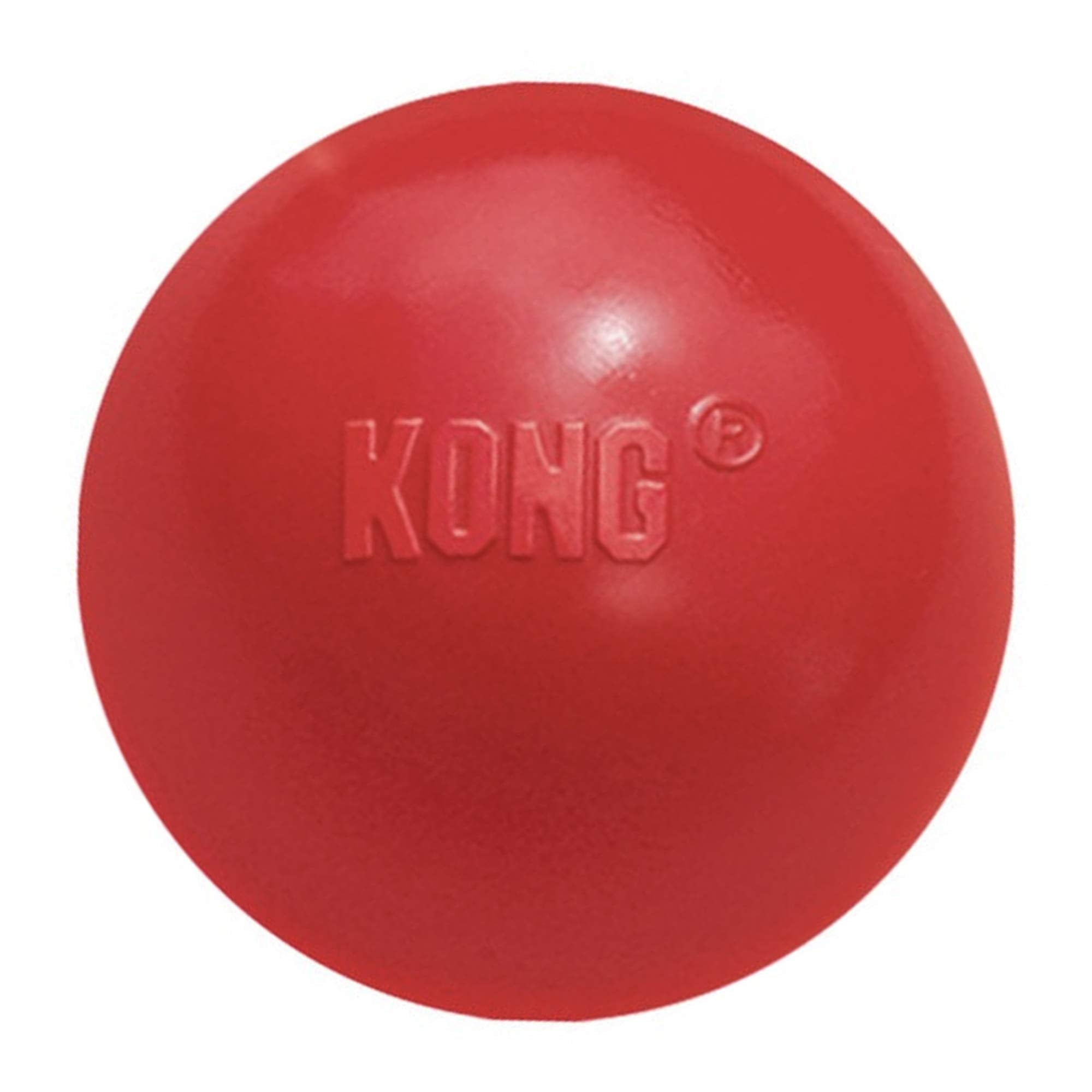 KONG Ball with Hole - Durable Dog Fetch Toy for Training, Interactive Playtime & More - Classic Natural Rubber Ball - Red - for