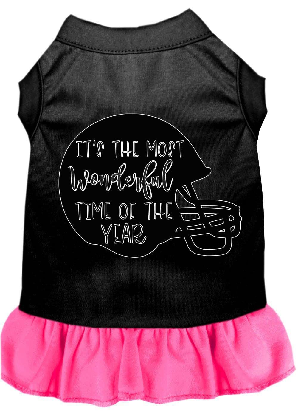 Pet Dog & Cat Dress Screen Printed, "Most Wonderful Time of the Year (Football)" Baby Blue LG (10-14 lbs.)