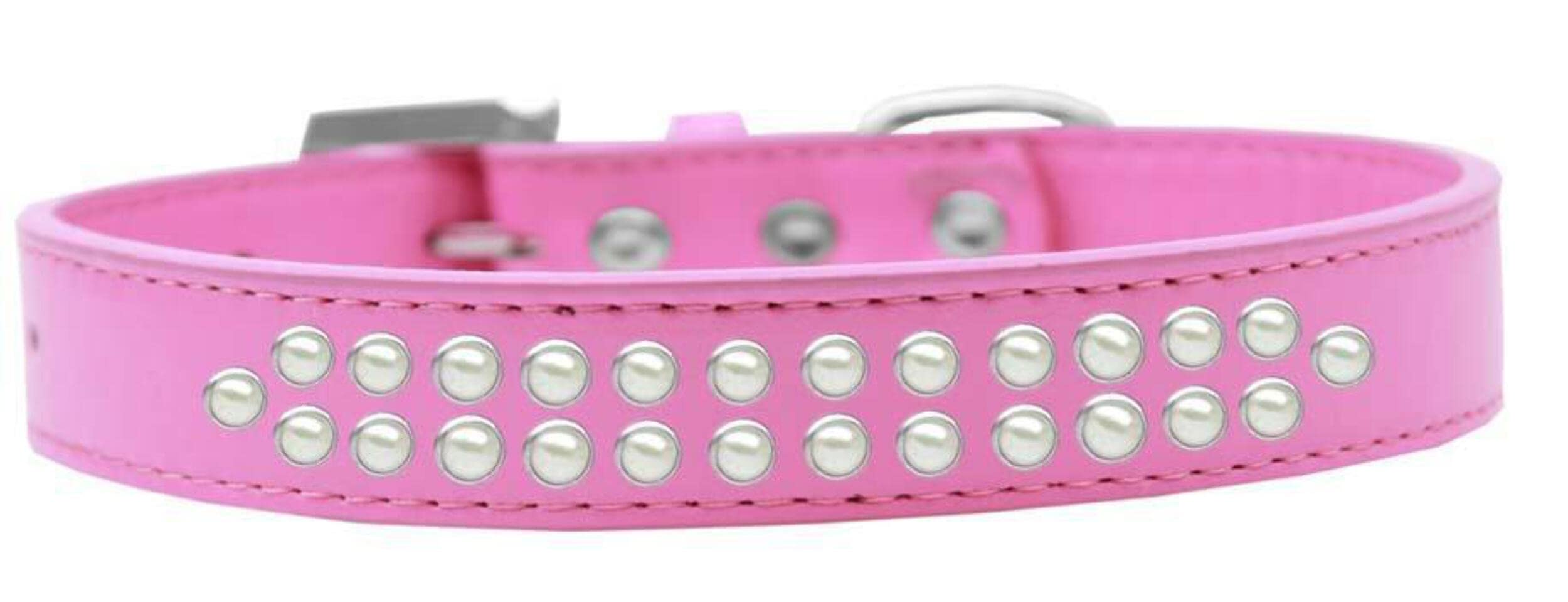 Mirage Pet Products Two Row Pearl Lavender Dog Collar, Size 16