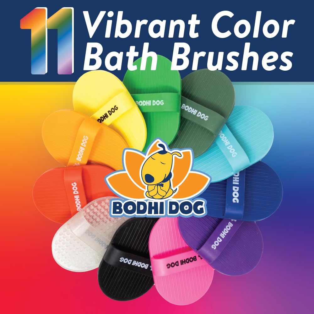 Bodhi Dog Shampoo Brush - Pet Grooming Tool for Cats & Dogs, Rubber, One Pack, Clear Silver Glitter