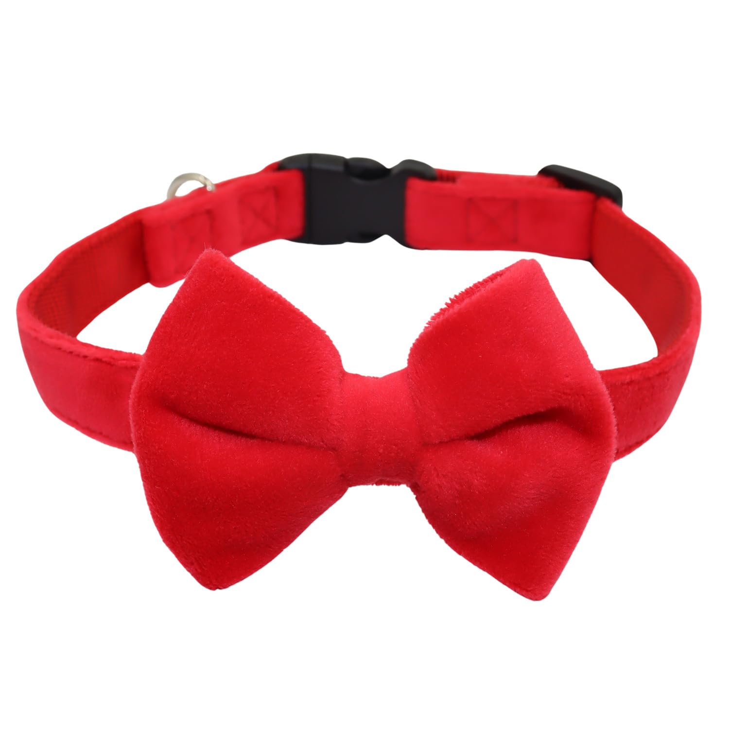 Wdpaws Dog Collar With Bowtie Soft Velvet Material With Quick Release Buckle For Medium Dogs (Red, M)