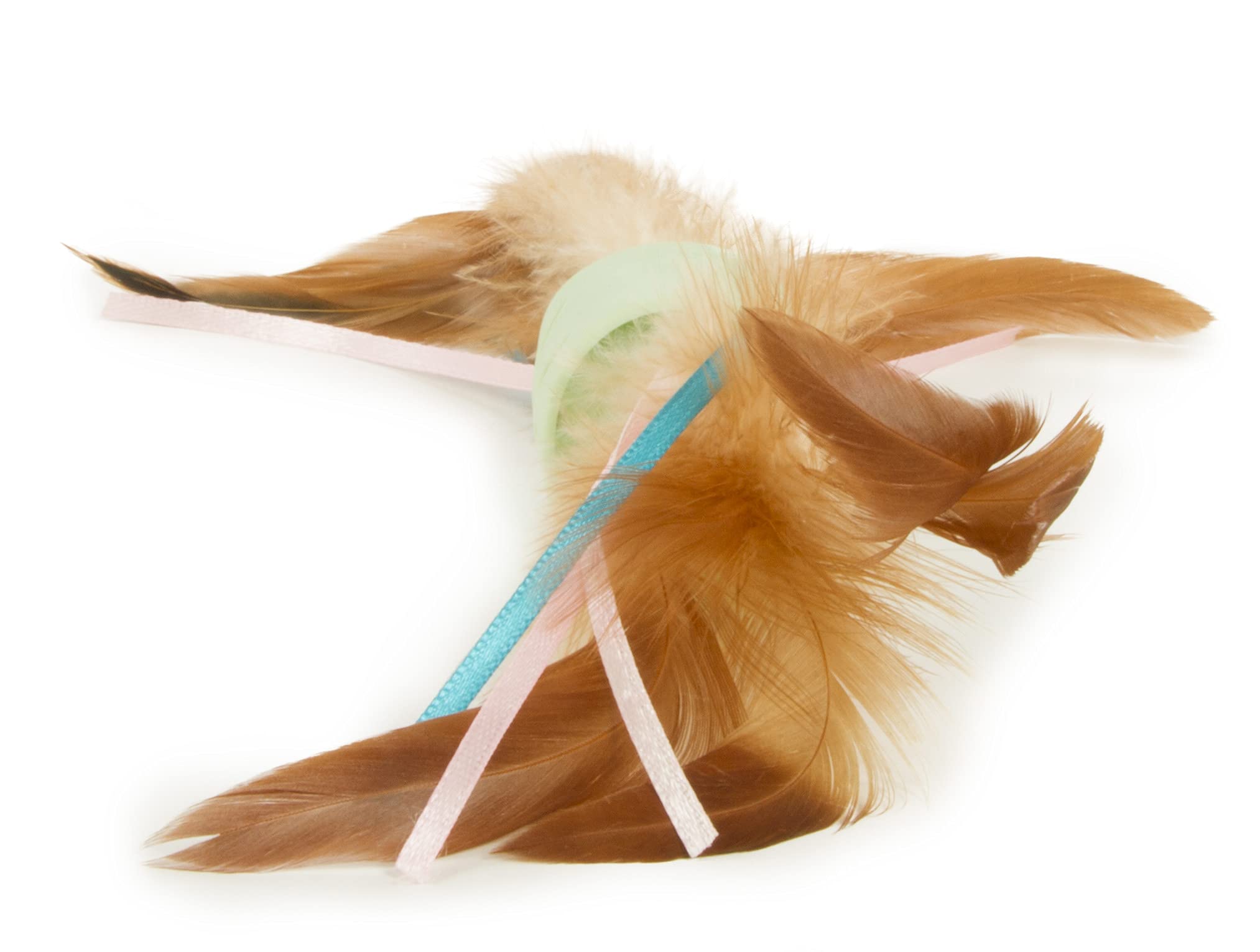 SmartyKat Flutter Roller Cat Toy - Feather & Ribbon, One Size, Green, Model 38505