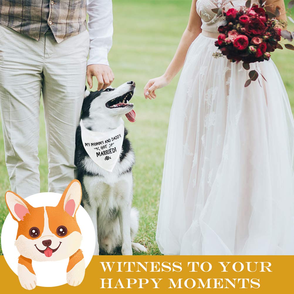 PUPTECK Engagement Gift Wedding Dog Bandana - Triangle Bibs Scarf Pet Accessories, Wedding Photo Prop for Small Medium Large Dog
